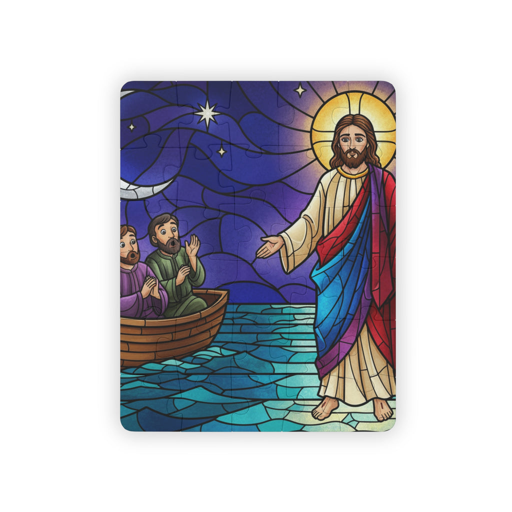 Kids' Puzzle – Jesus Walks on Water Stained Glass 30-Piece Religious Puzzle