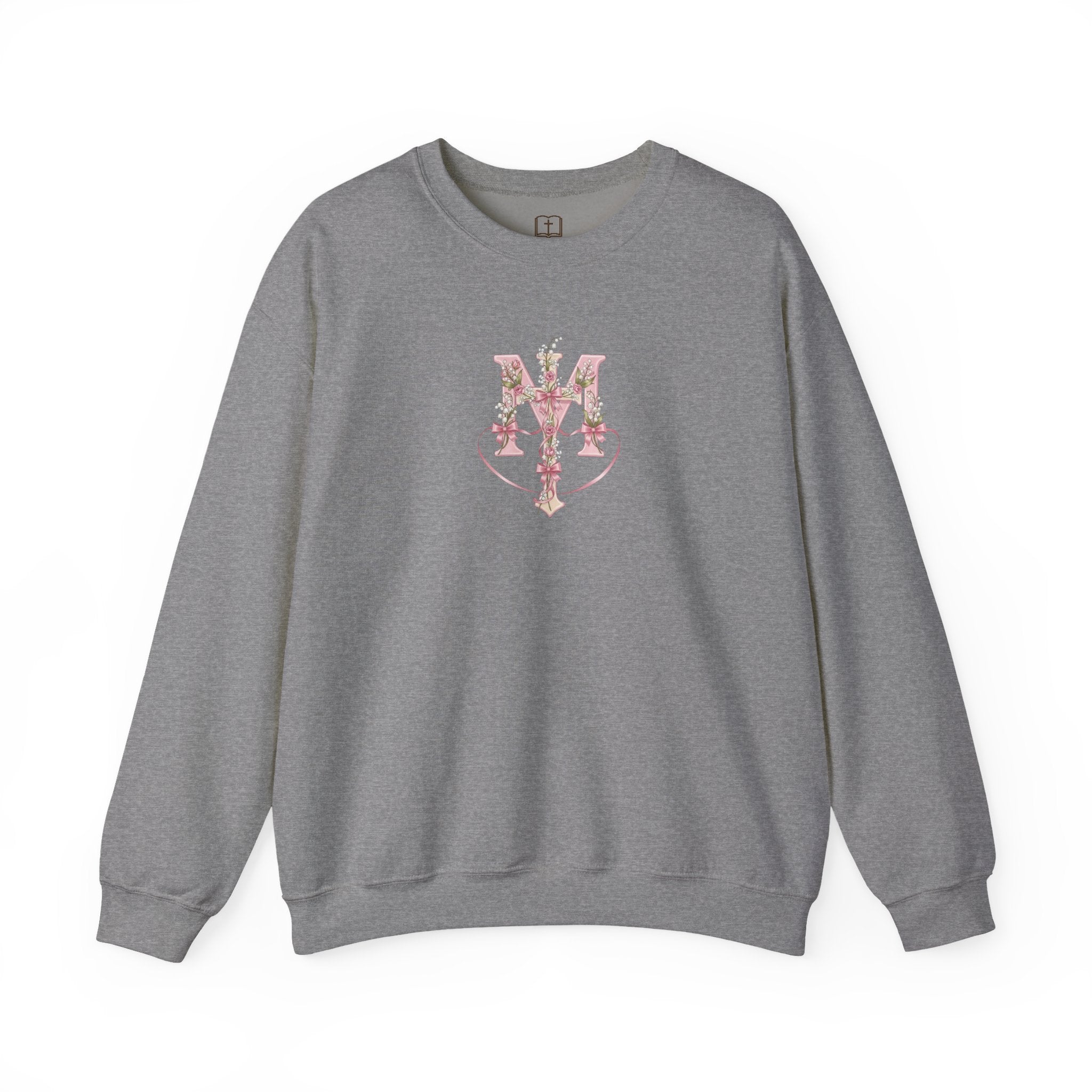 Marian Floral Cross Catholic Crewneck Sweatshirt