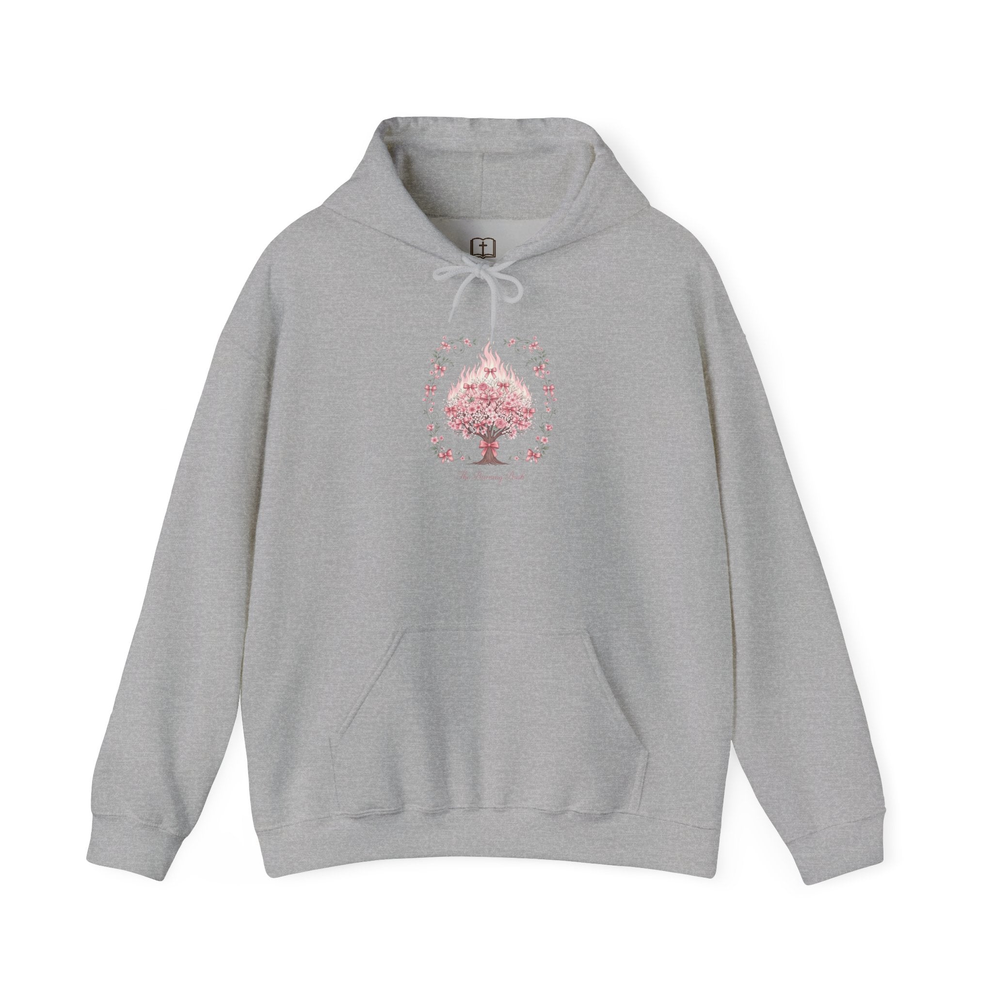 Sudadera católica con estampado floral rosa de la Zarza Ardiente | Sudadera inspirada en la fe