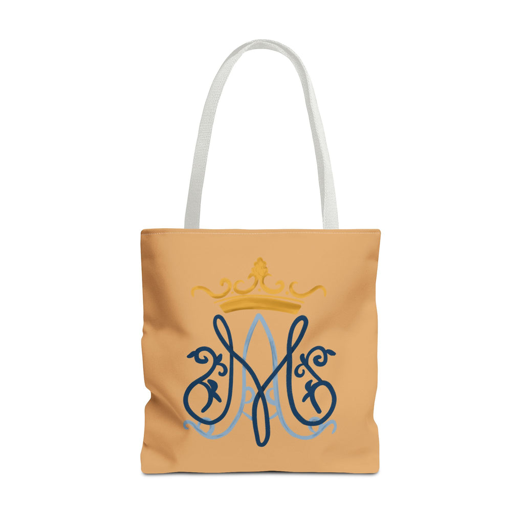 Bolso tote con monograma Marian en color melocotón – Colección Reina del Cielo