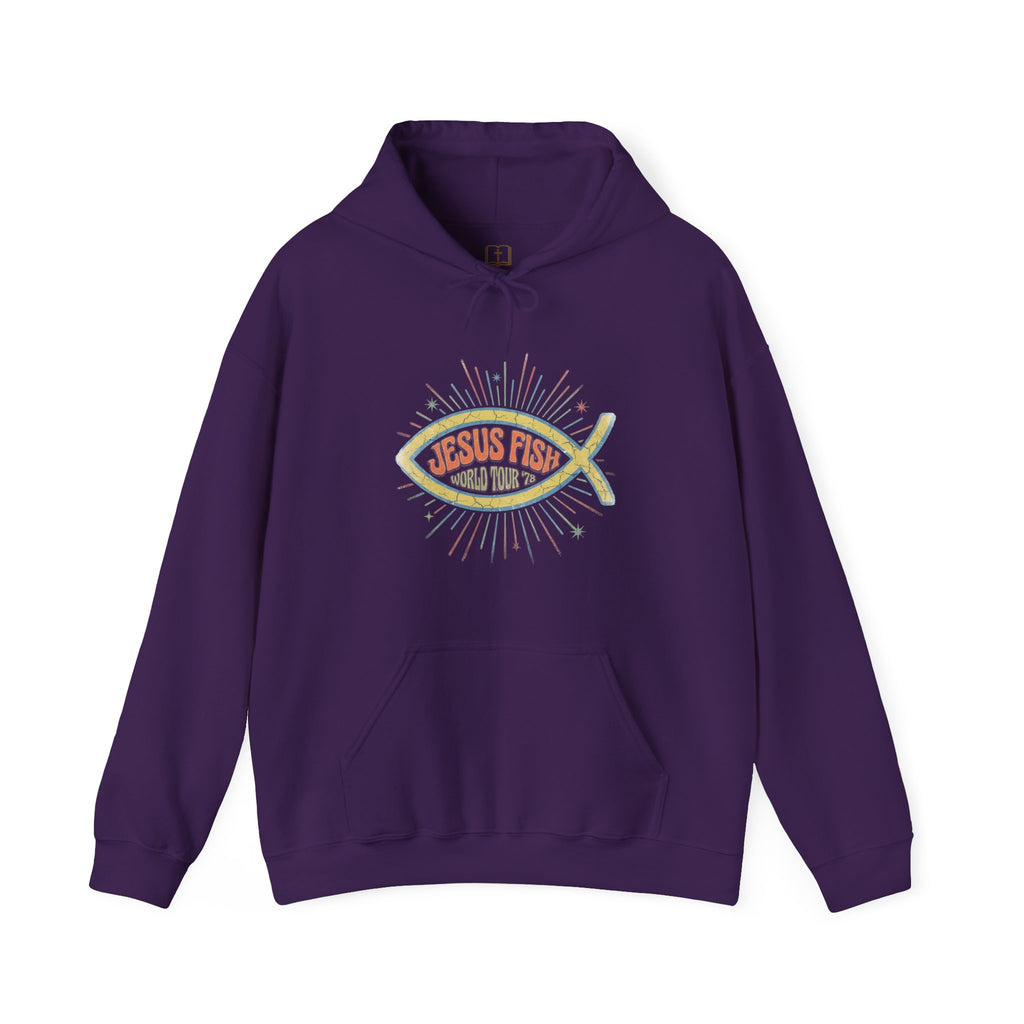 Retro Jesus Fish World Tour '78 Christian Hoodie