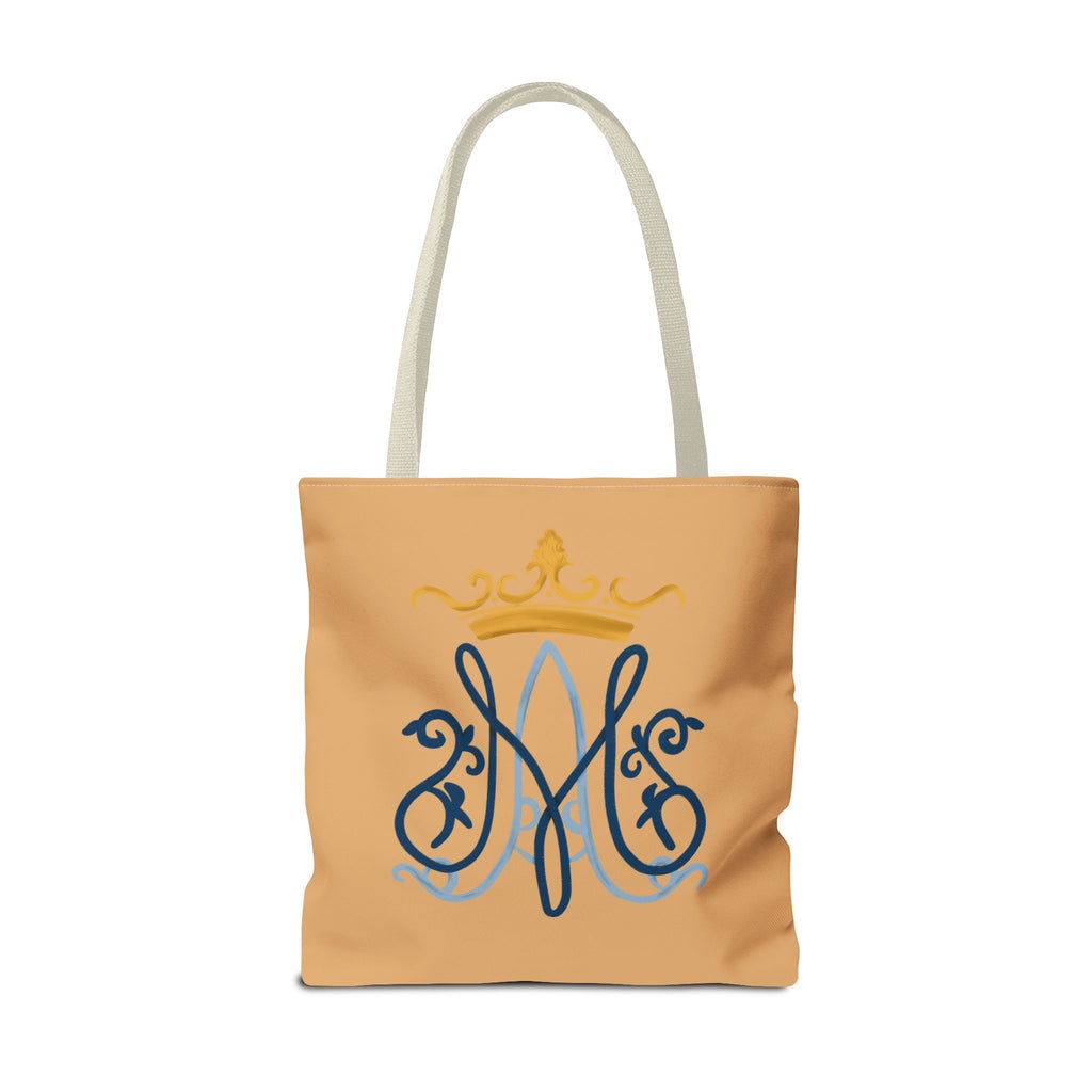 Bolso tote con monograma Marian en color melocotón – Colección Reina del Cielo