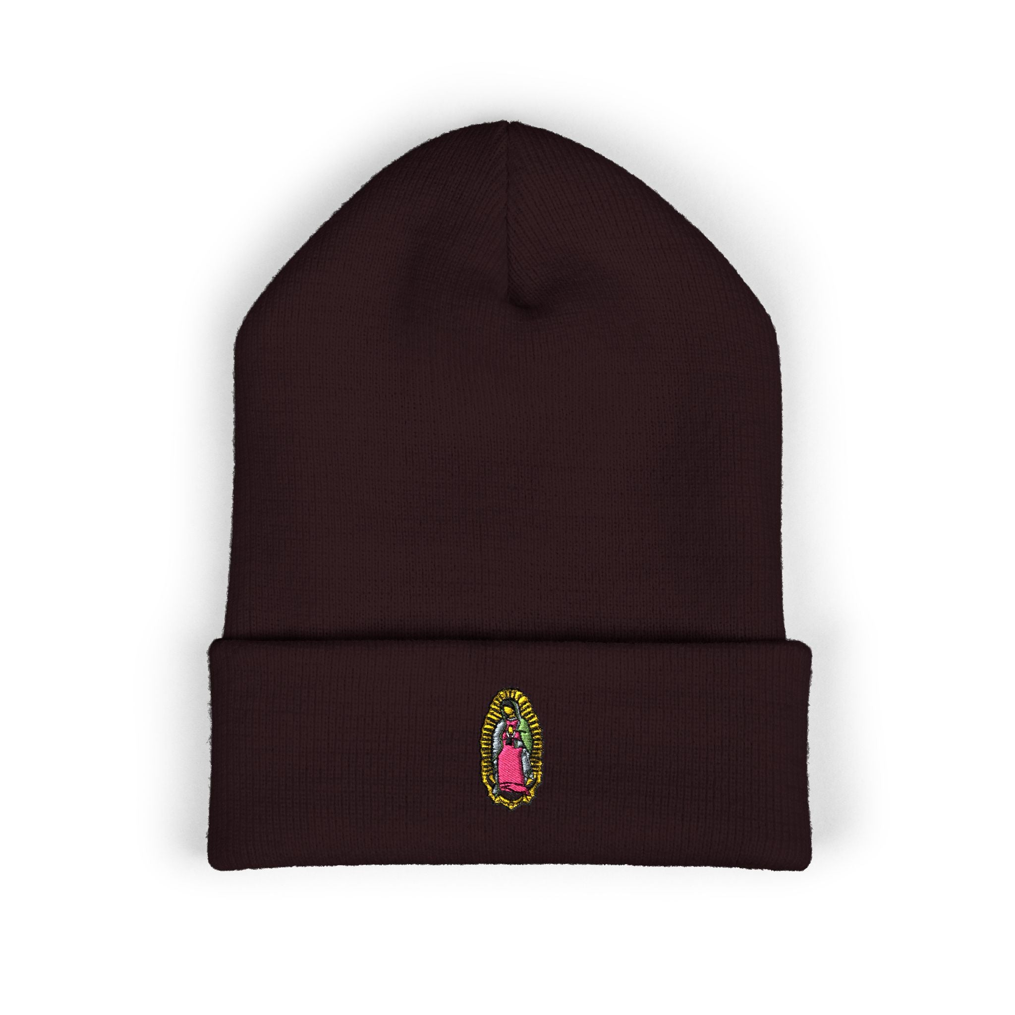 Gorro bordado de Nuestra Señora de Guadalupe | Gorro de punto católico moderno 