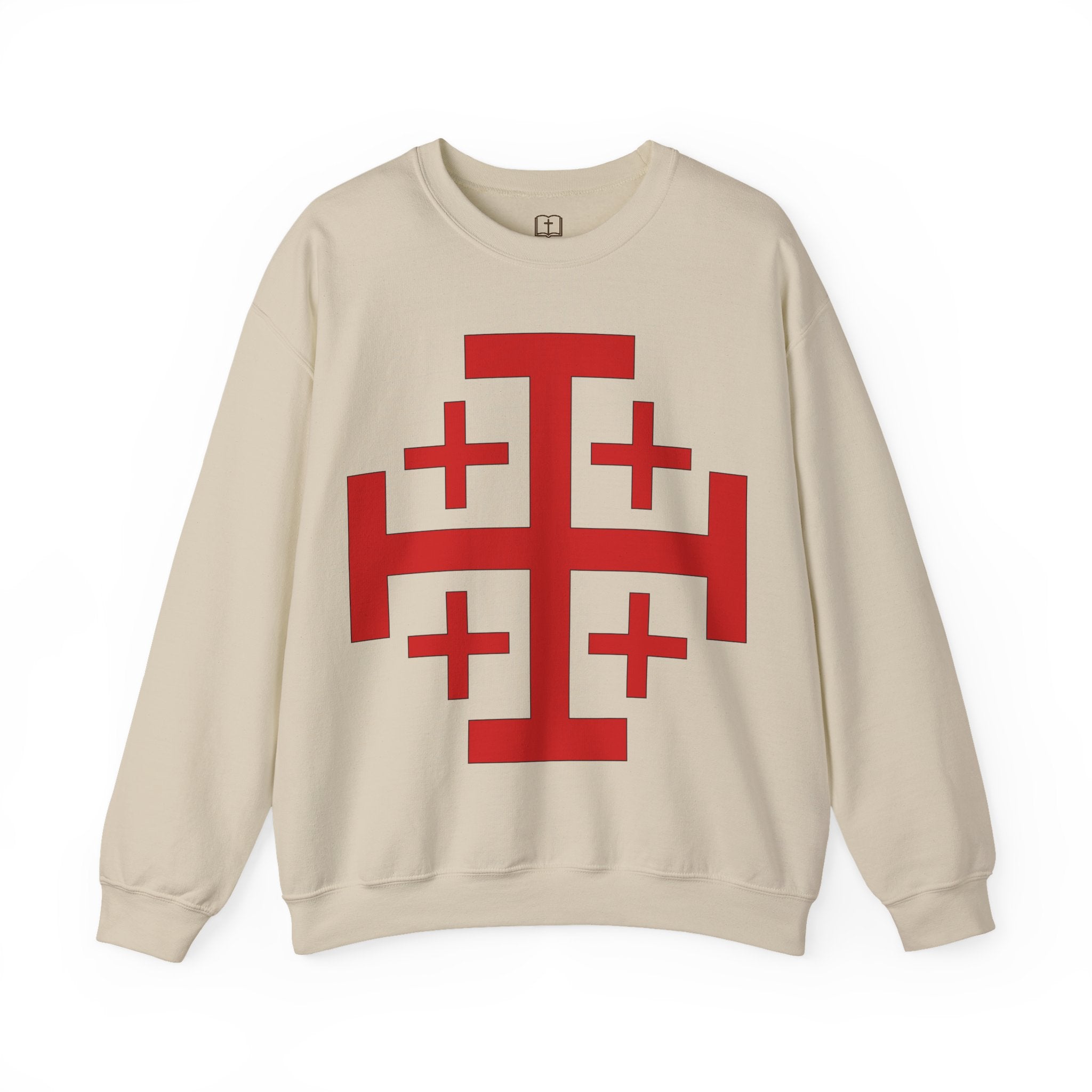 Sudadera con la cruz de Jerusalén para hombre - Sudadera con fe católica audaz