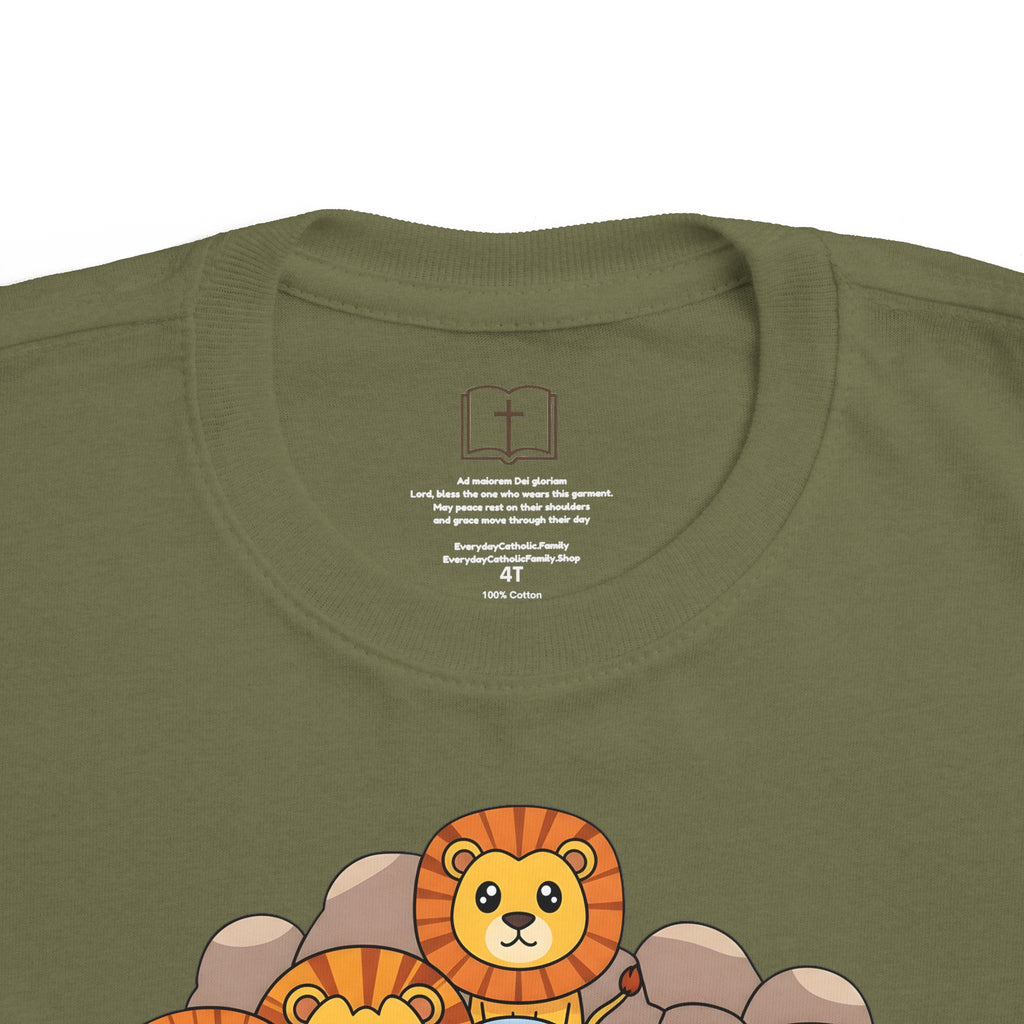 Camiseta infantil "El fiel Daniel en el foso de los leones" | Camiseta de historia católica