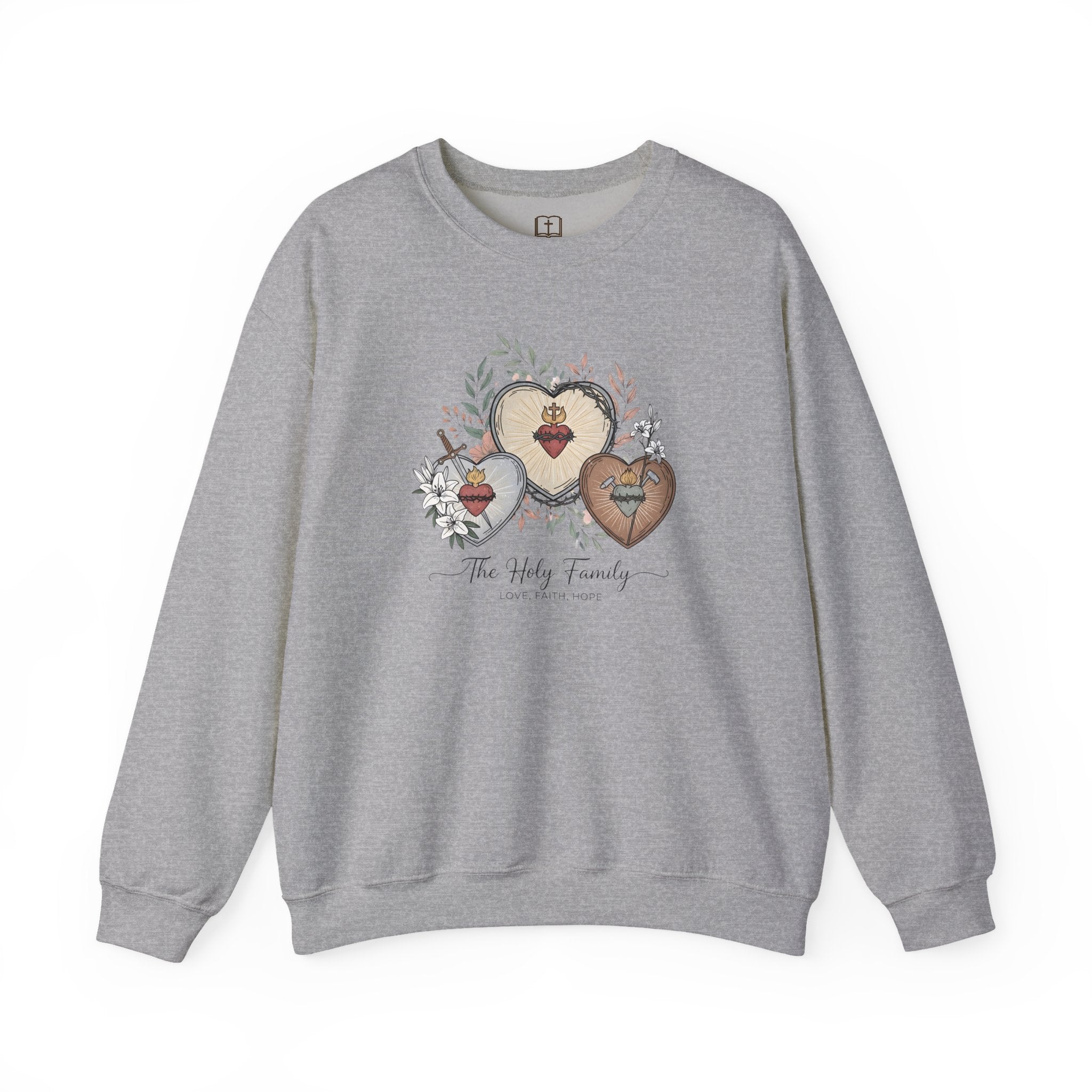 The Holy Family Sacred Hearts Crewneck Sweatshirt | Catholic Devotional Apparel