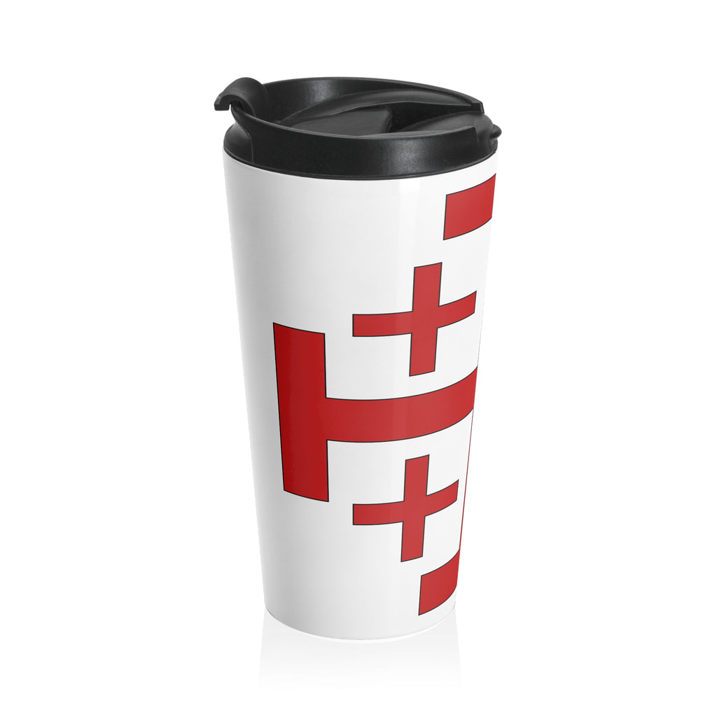 Taza de viaje de acero inoxidable con la cruz de Jerusalén - Vaso Crusader's Faith