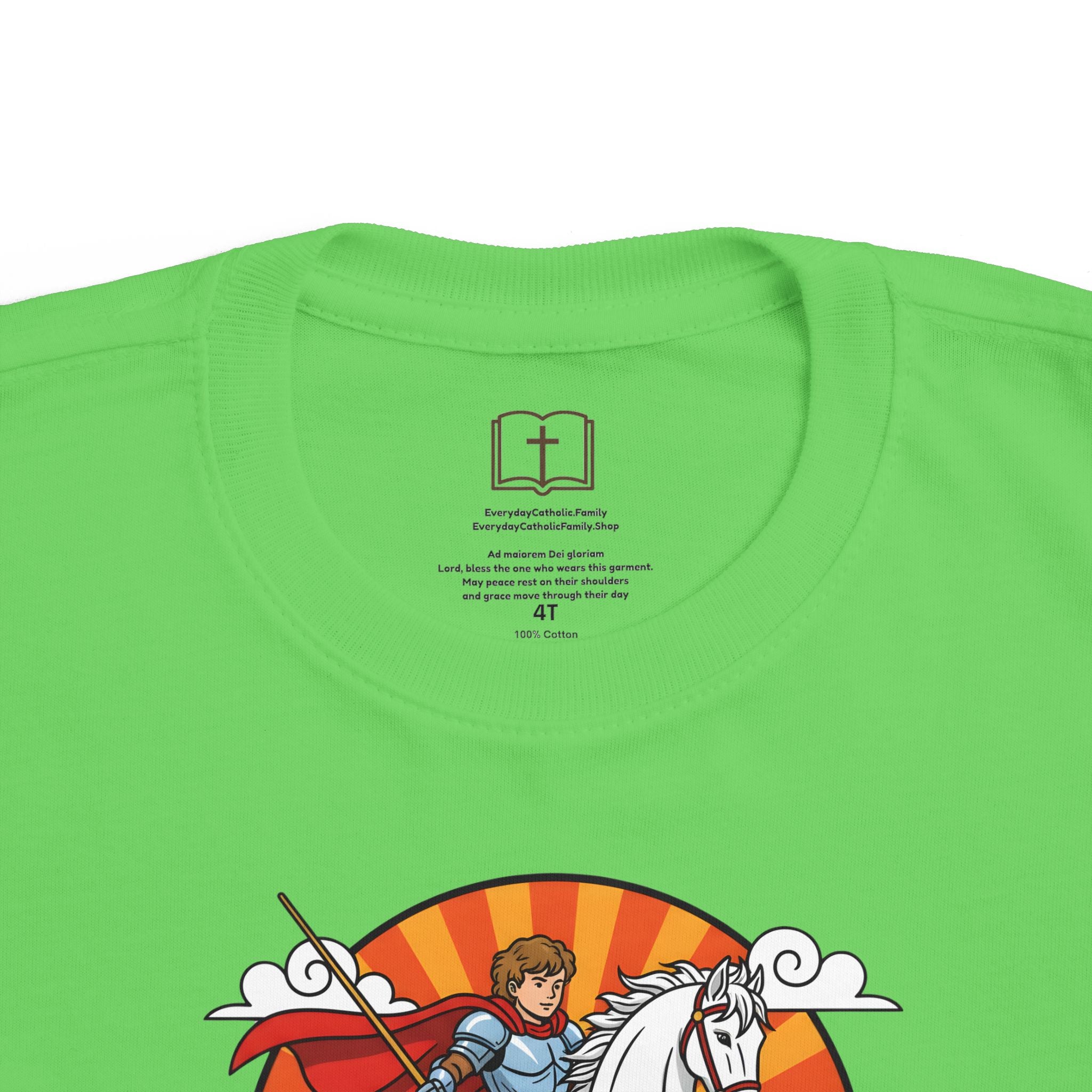 Camiseta infantil de San Jorge Cazador de Dragones | Camiseta de aventura inspirada en la fe para niños