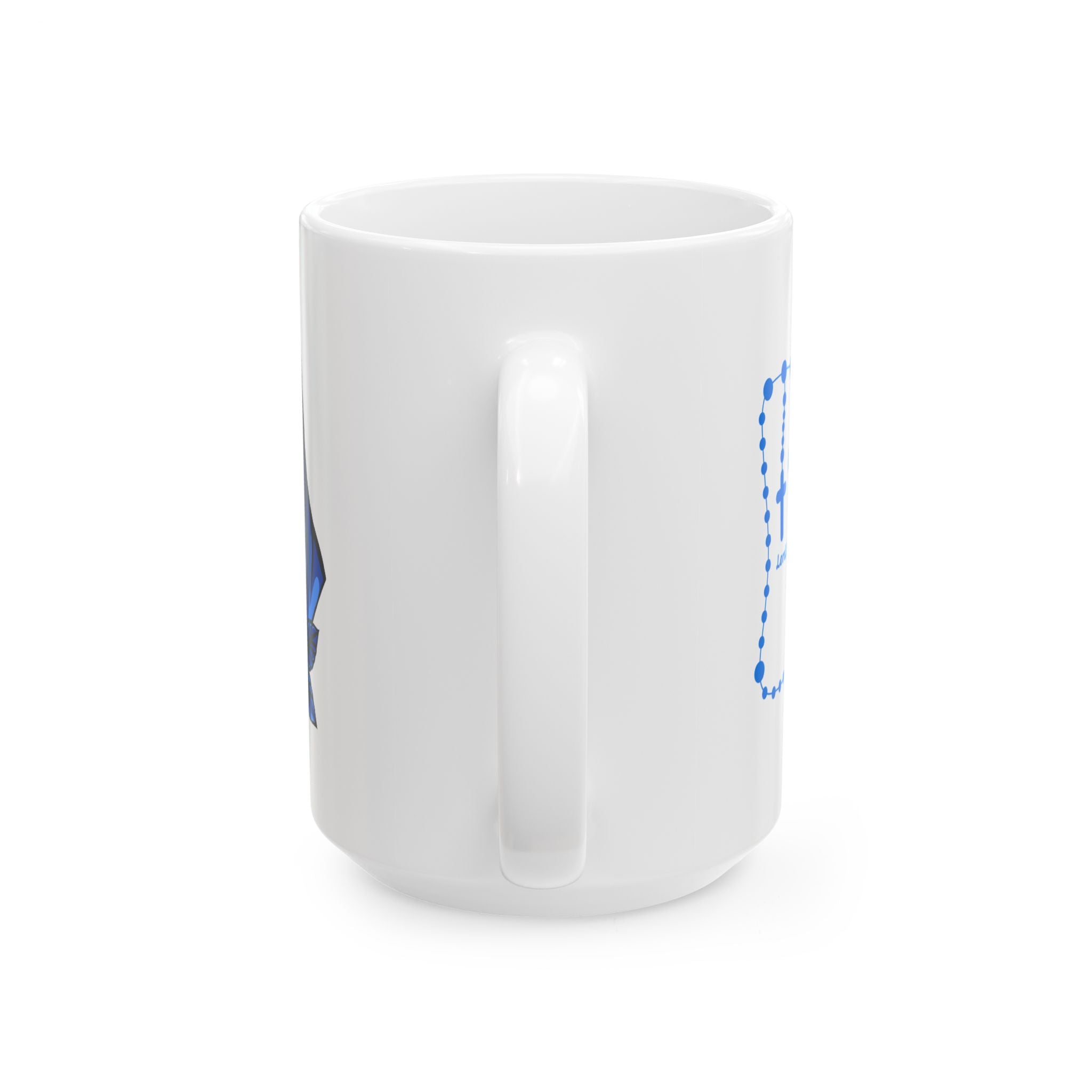 Taza de cerámica mariana azul | Taza con oración "Ad Majorem Dei Gloriam" | Taza de café católica para uso diario