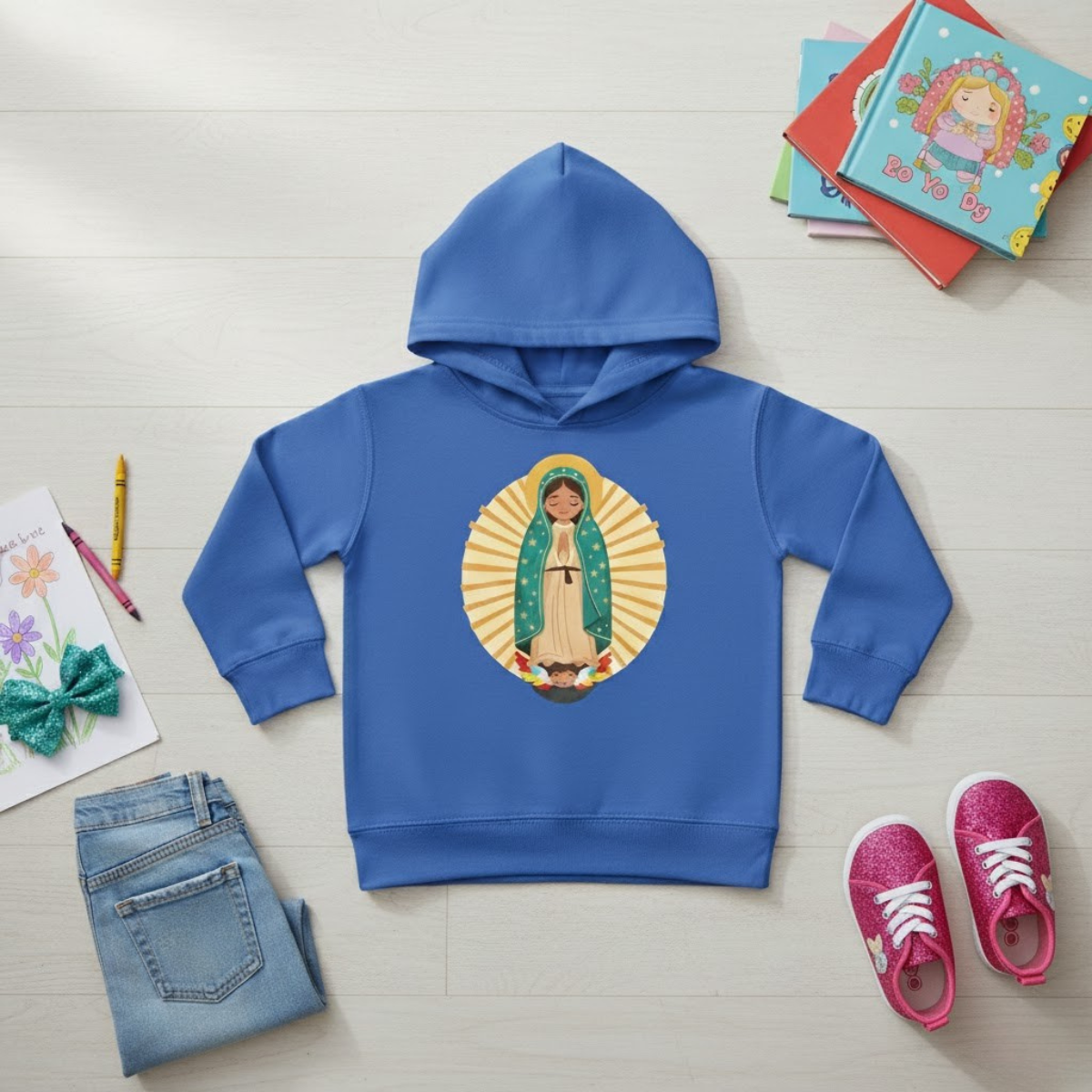 Sudadera con capucha de Nuestra Señora de Guadalupe para niñas | Sudadera con capucha para niños pequeños inspirada en la fe