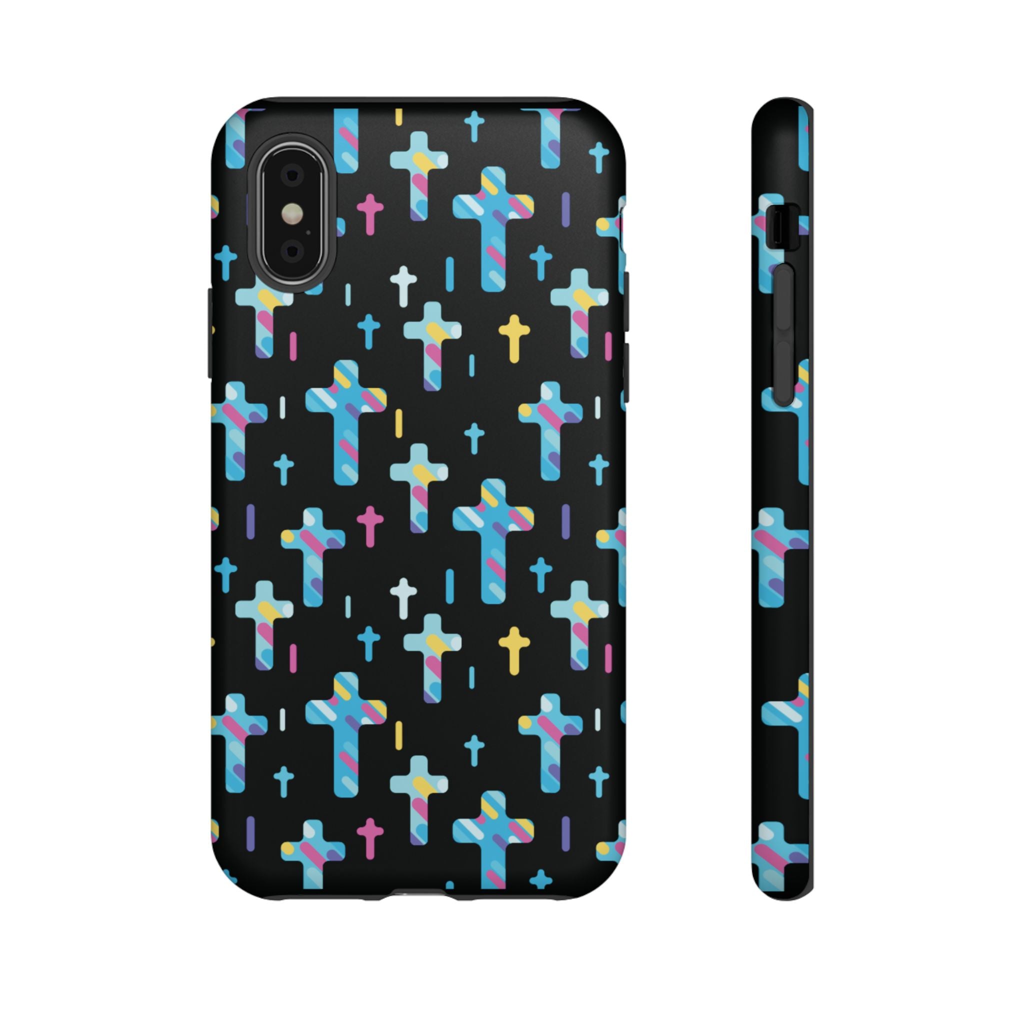 Funda para teléfono con cruz colorida | Protección inspirada en la fe para iPhone | Regalo católico y accesorio para el día a día