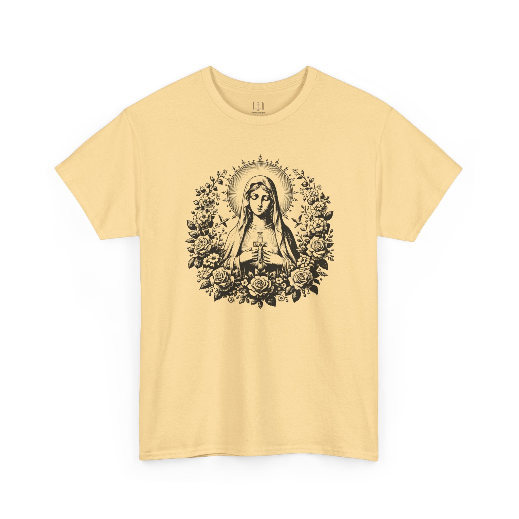 Camiseta vintage floral de la Virgen María para mujer | Camiseta mariana inspirada en la fe | Un regalo espiritual para ella