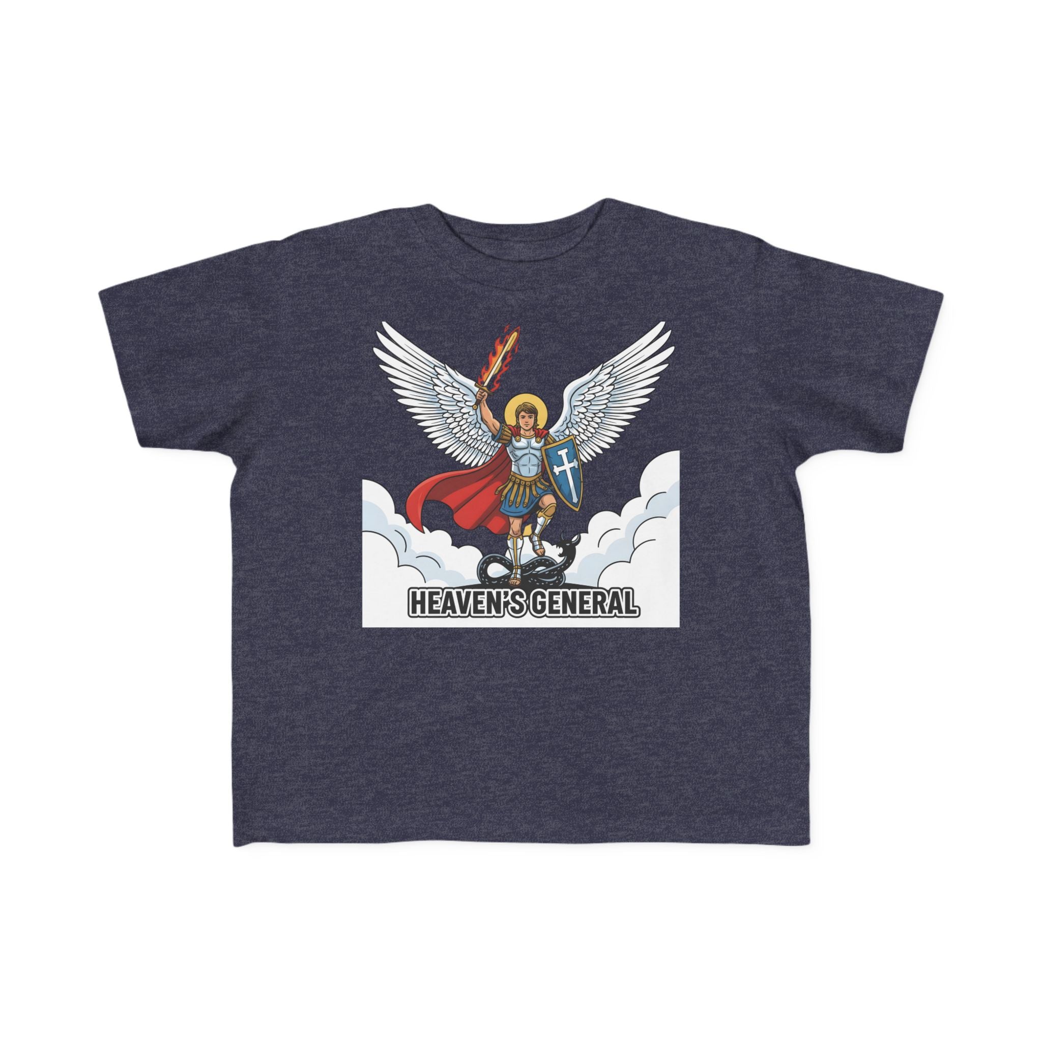 Camiseta de San Miguel Arcángel para niño | Camiseta cristiana Heaven's General para niño