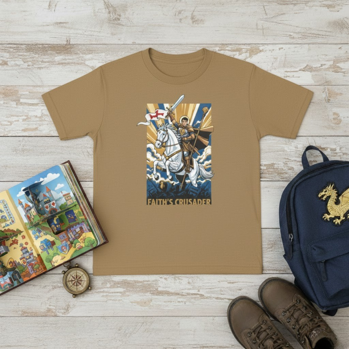 Camiseta infantil de Santiago el Mayor | Camiseta de la Aventura de los Cruzados de la Fe