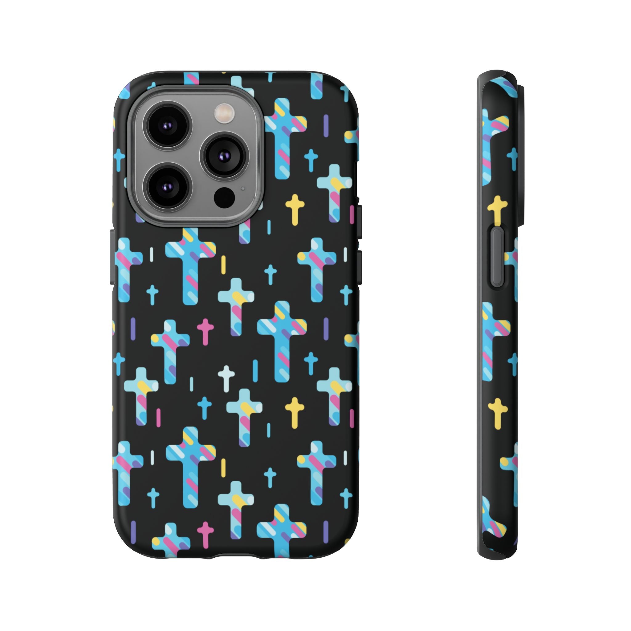 Funda para teléfono con cruz colorida | Protección inspirada en la fe para iPhone | Regalo católico y accesorio para el día a día