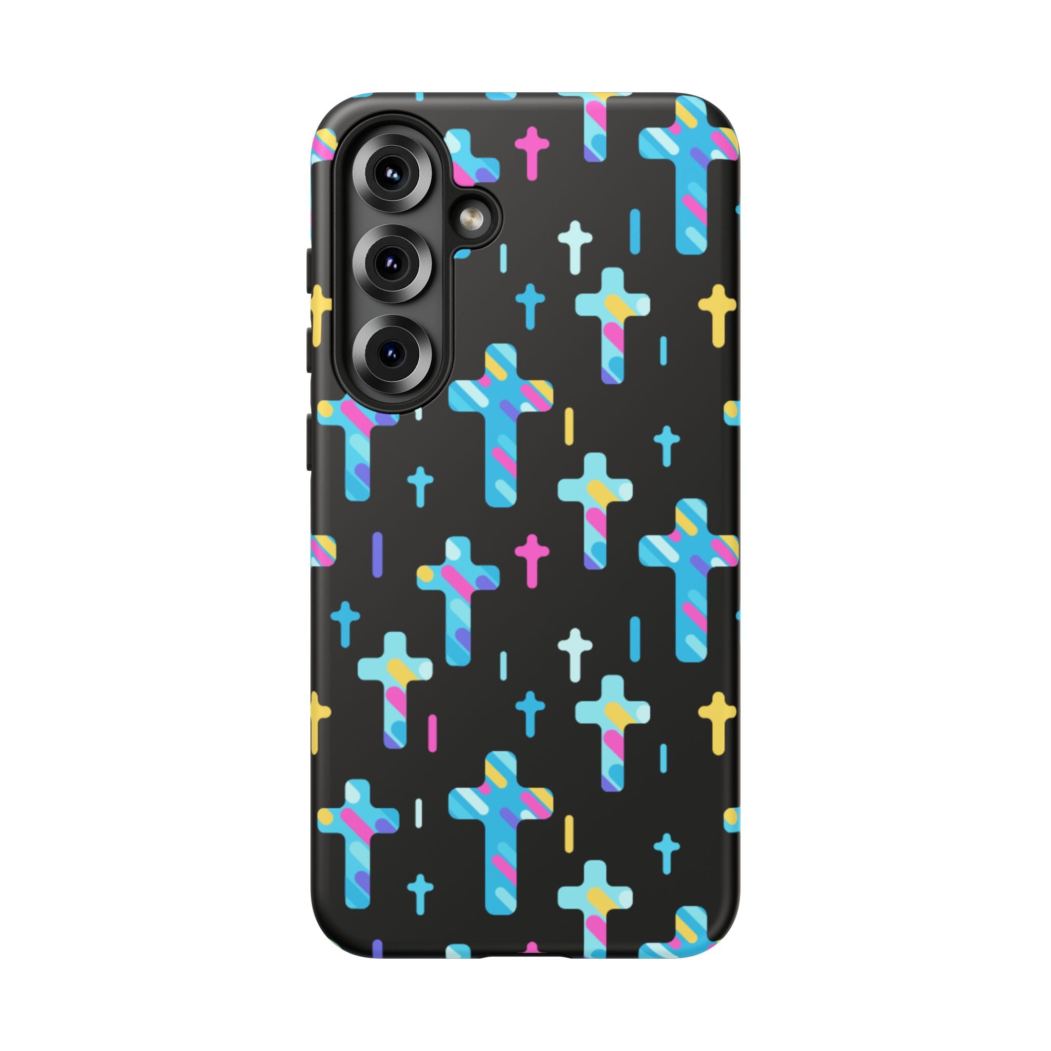 Funda para teléfono con cruz colorida, elegante y resistente, accesorio cristiano para teléfono, regalo único, funda moderna para móvil.