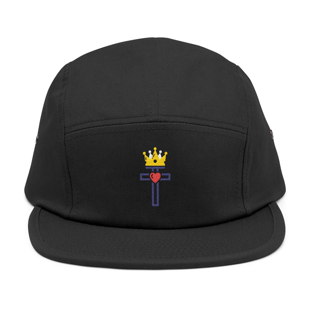 Gorra bordada de 5 paneles con el Sagrado Corazón de Cristo Rey 