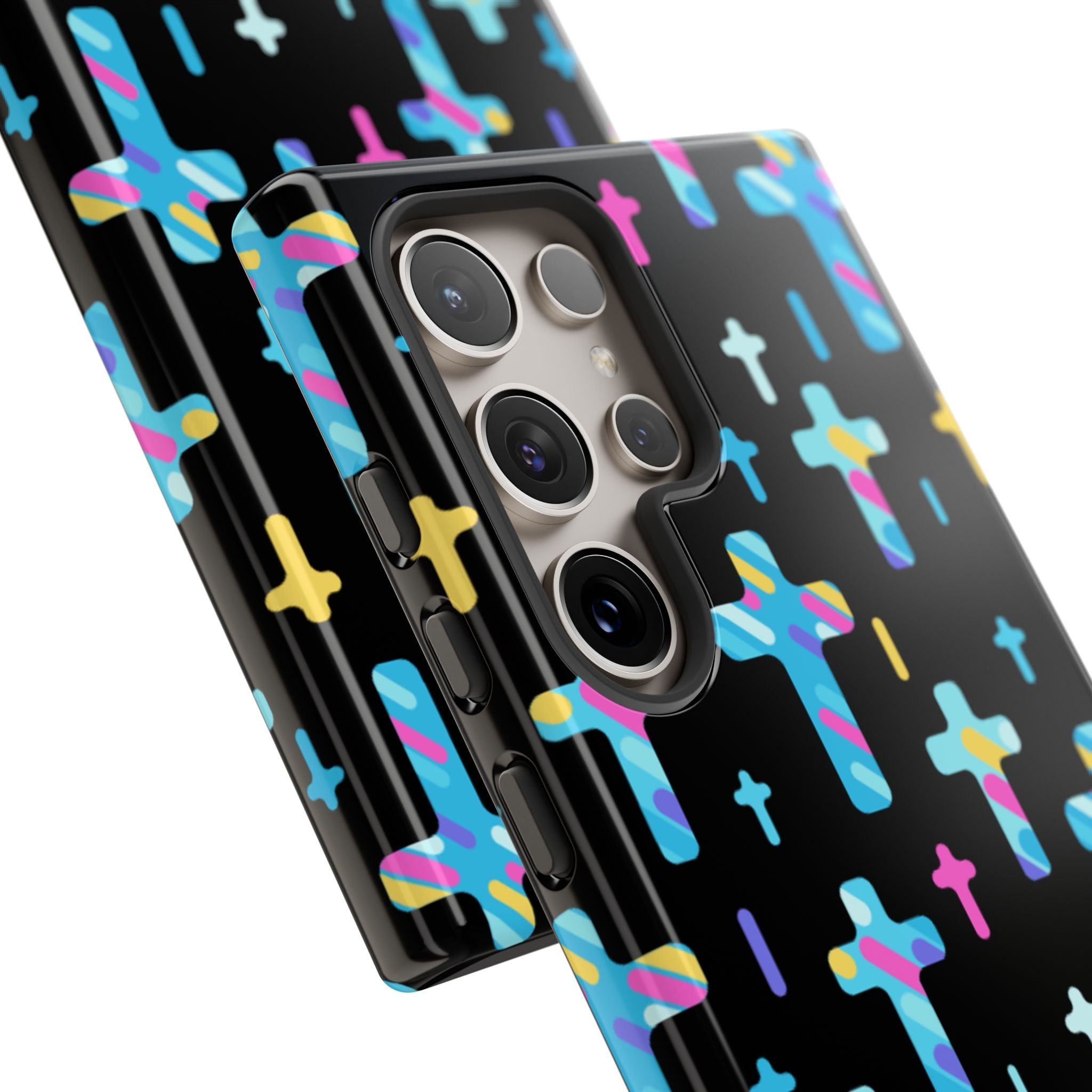 Colorful Cross Phone Case, Stylish Tough Case, Christian Phone Accessory, Unique Gift, Trendy Mobile Cover