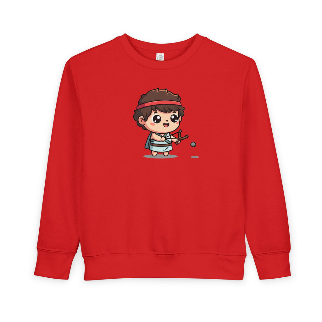 Sudadera infantil con el mensaje "David y Goliat: Valor católico" 