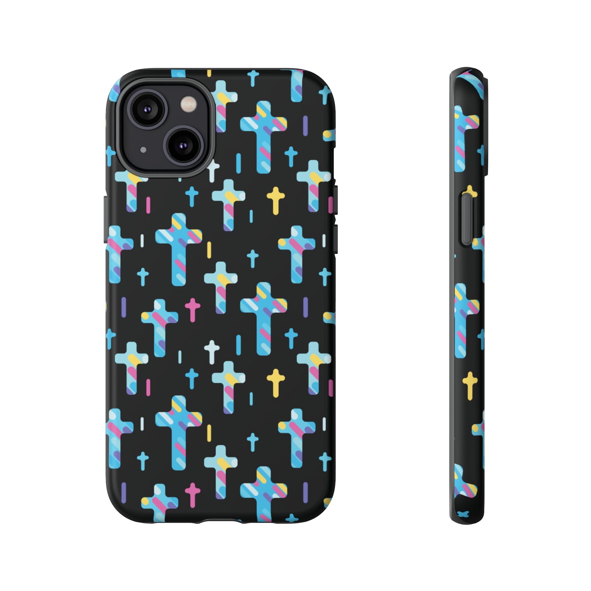 Funda para teléfono con cruz colorida | Protección inspirada en la fe para iPhone | Regalo católico y accesorio para el día a día