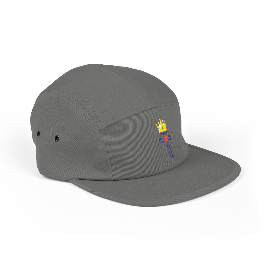 Gorra bordada de 5 paneles con el Sagrado Corazón de Cristo Rey 