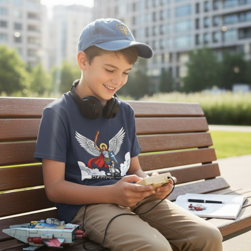 Camiseta infantil de San Miguel Arcángel | Camiseta cristiana Heaven's General para niño