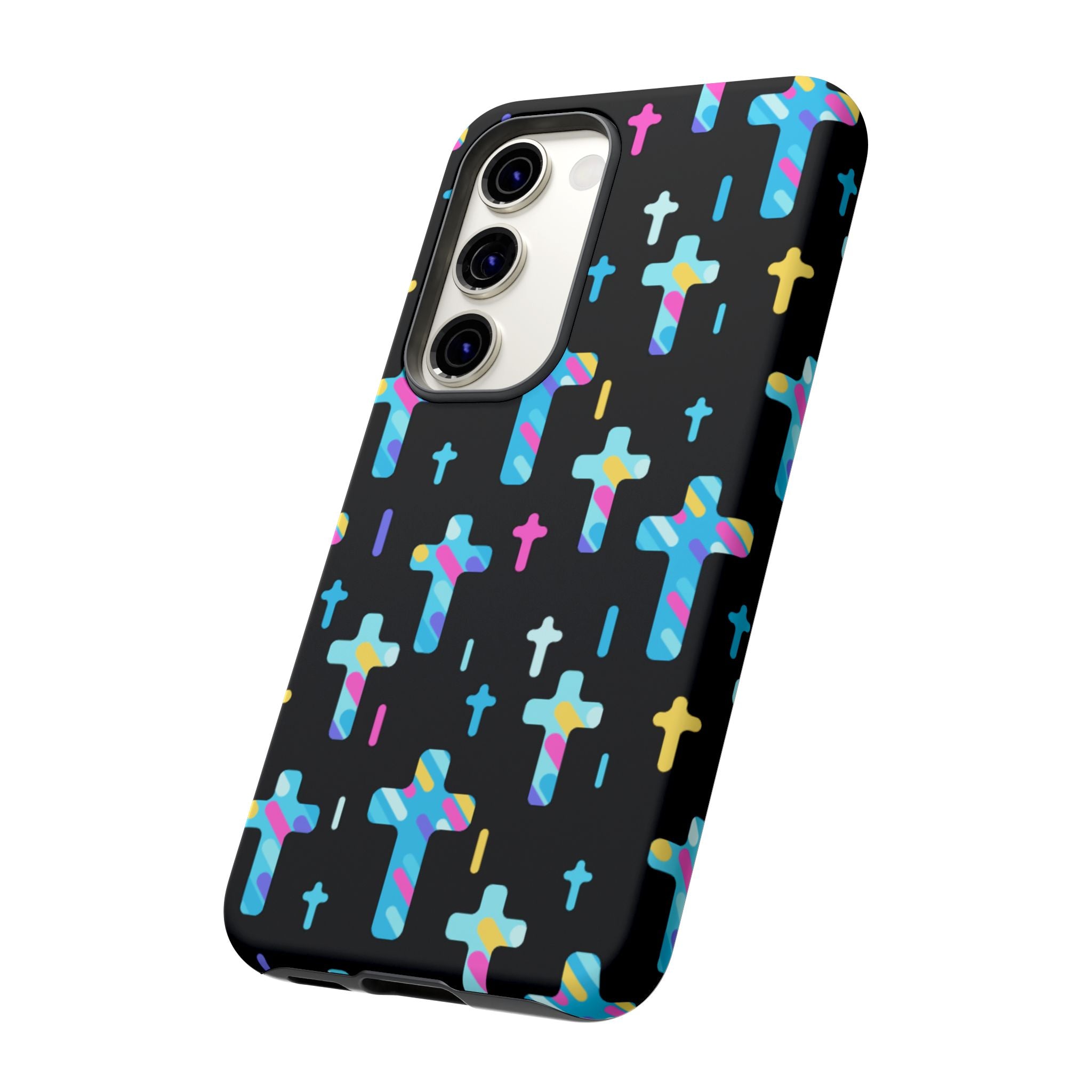 Funda para teléfono con cruz colorida, elegante y resistente, accesorio cristiano para teléfono, regalo único, funda moderna para móvil.