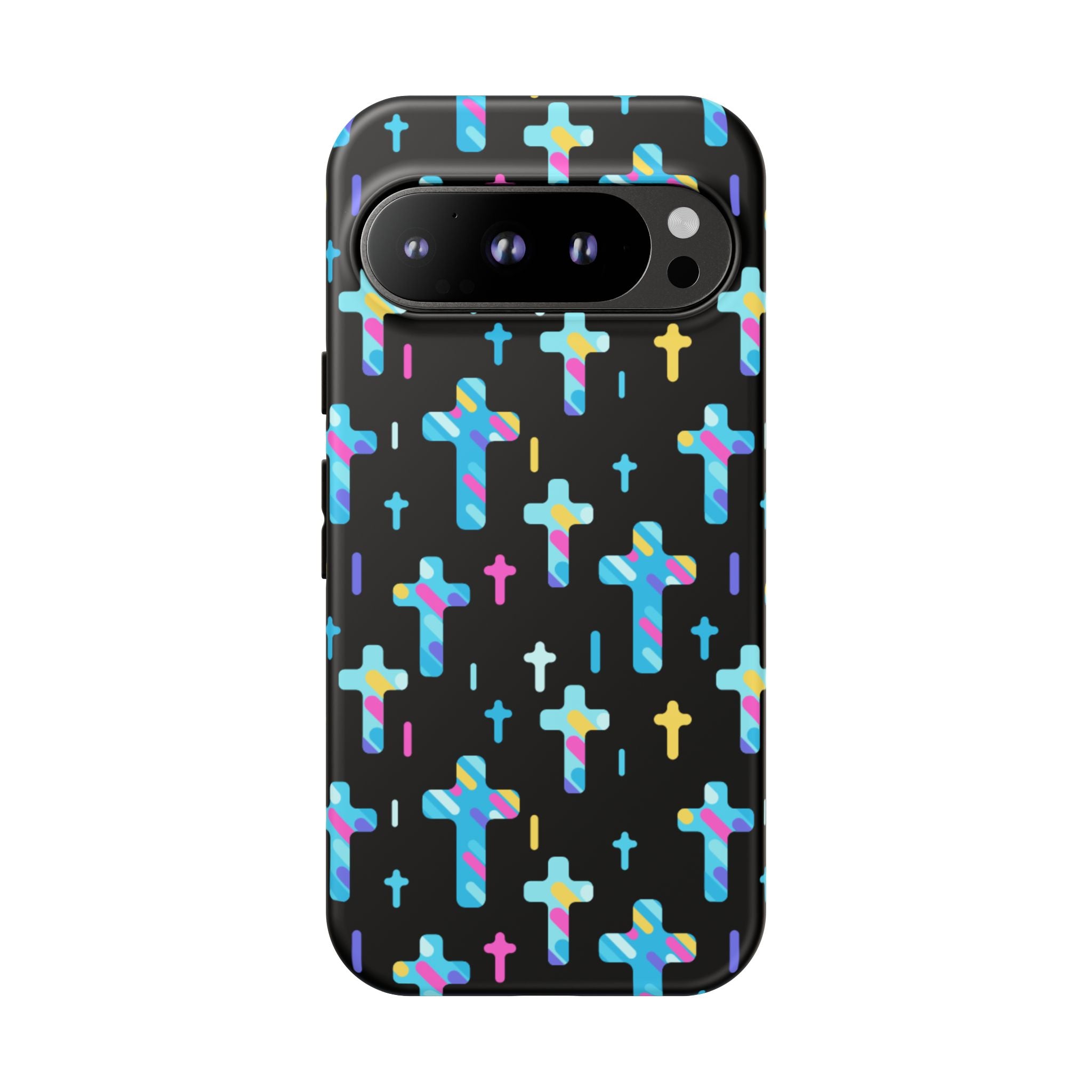 Funda para Google Pixel con cruz colorida | Protección inspirada en la fe | Regalo cristiano y accesorio para el día a día