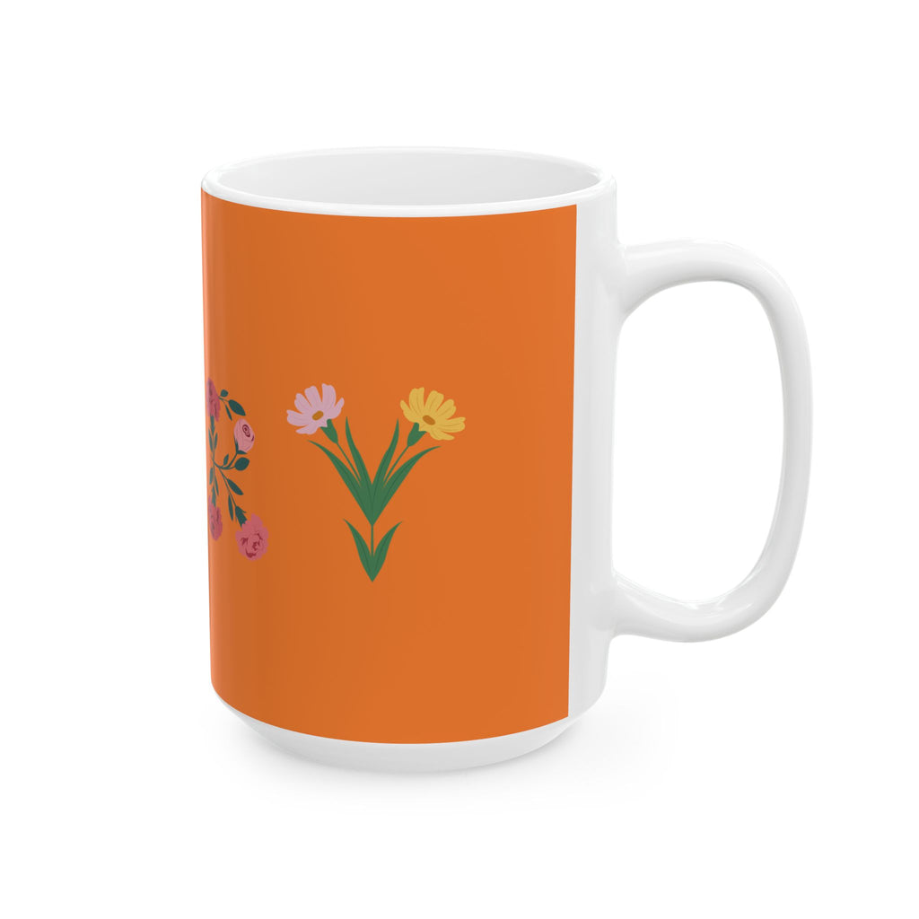 Taza floral de la Virgen María – Ave María, llena eres de gracia | Taza católica de cerámica de 325 y 430 ml