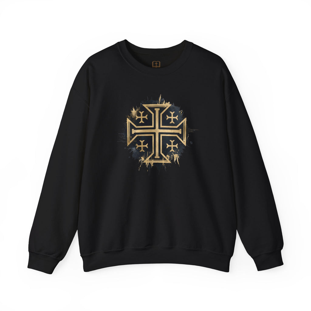 Modern Jerusalem Cross Crewneck Sweatshirt | Catholic Faith Apparel