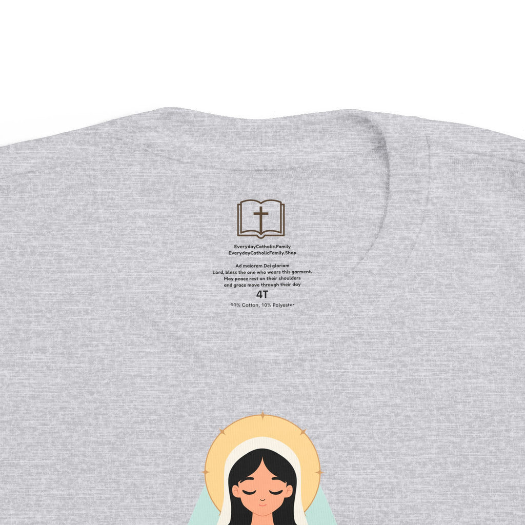 Camiseta de la Virgen María para niña | Camiseta católica suave para niña | Ropa infantil con inspiración religiosa