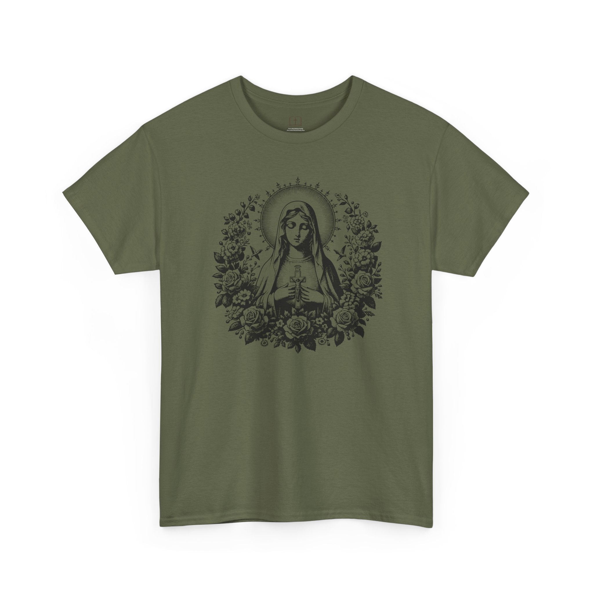 Camiseta vintage floral de la Virgen María para mujer | Camiseta mariana inspirada en la fe | Un regalo espiritual para ella