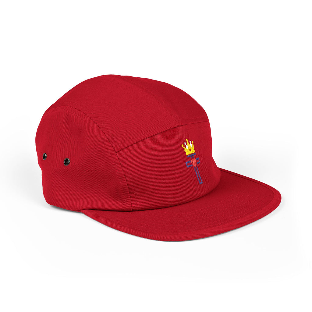 Gorra bordada de 5 paneles con el Sagrado Corazón de Cristo Rey 