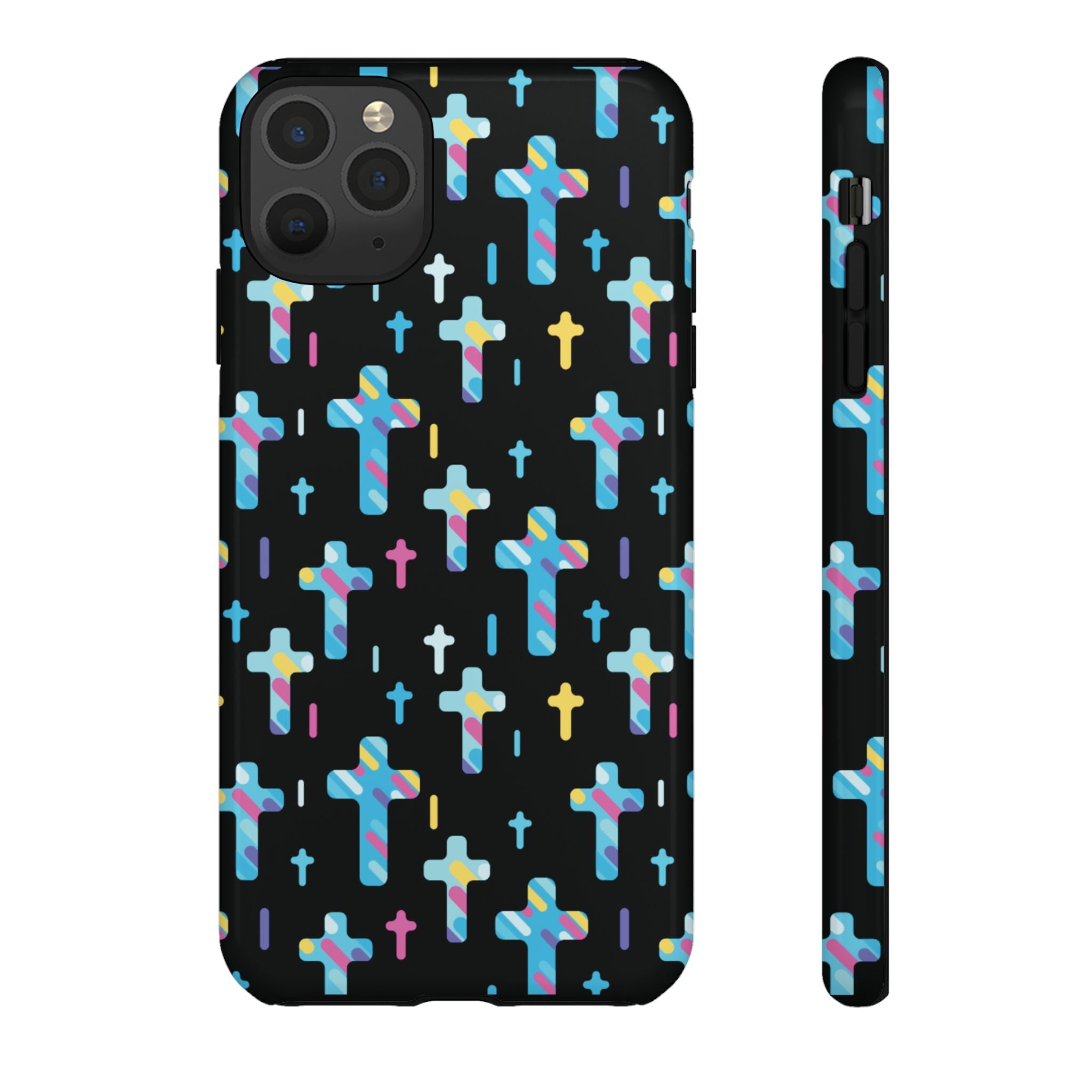Funda para teléfono con cruz colorida | Protección inspirada en la fe para iPhone | Regalo católico y accesorio para el día a día
