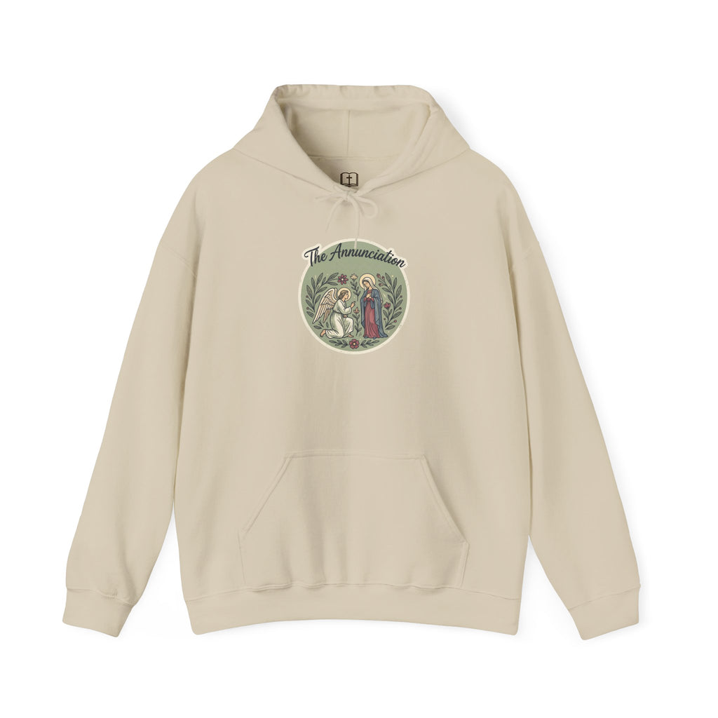 The Annunciation Catholic Hoodie - Vintage Marian Faith Sweatshirt