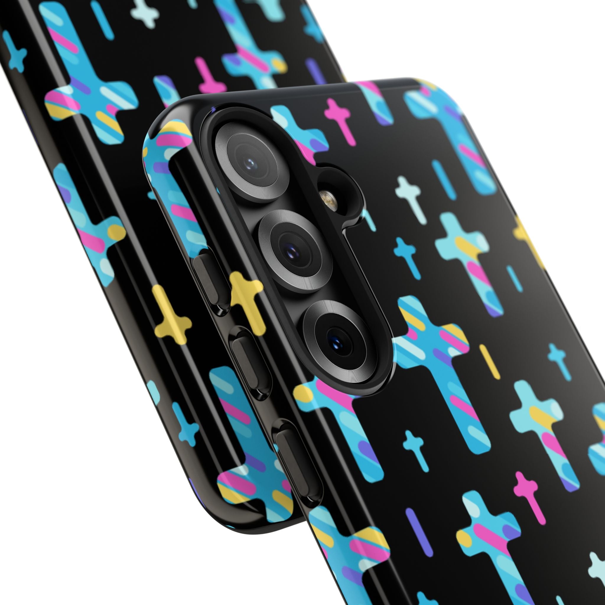 Colorful Cross Phone Case, Stylish Tough Case, Christian Phone Accessory, Unique Gift, Trendy Mobile Cover