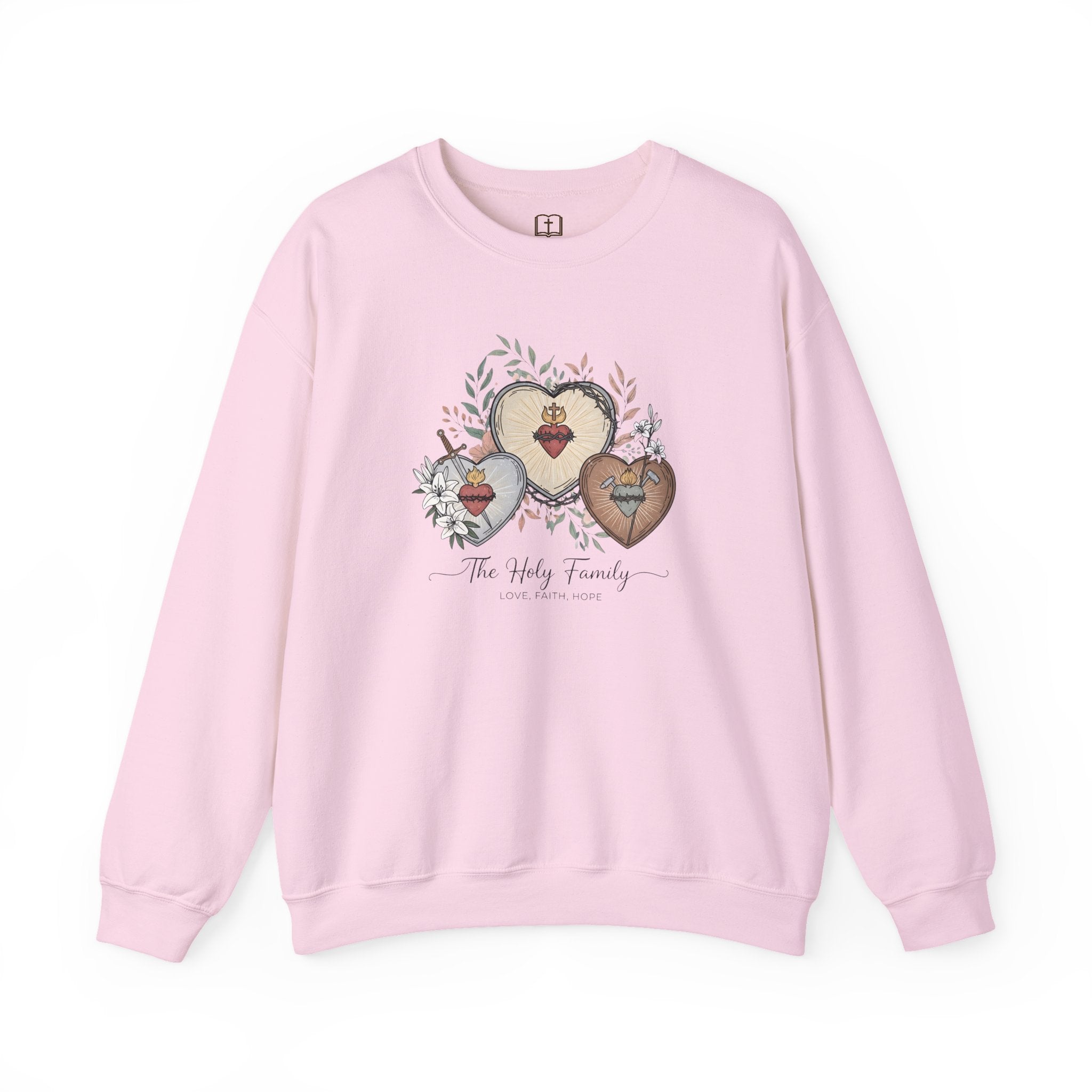 The Holy Family Sacred Hearts Crewneck Sweatshirt | Catholic Devotional Apparel
