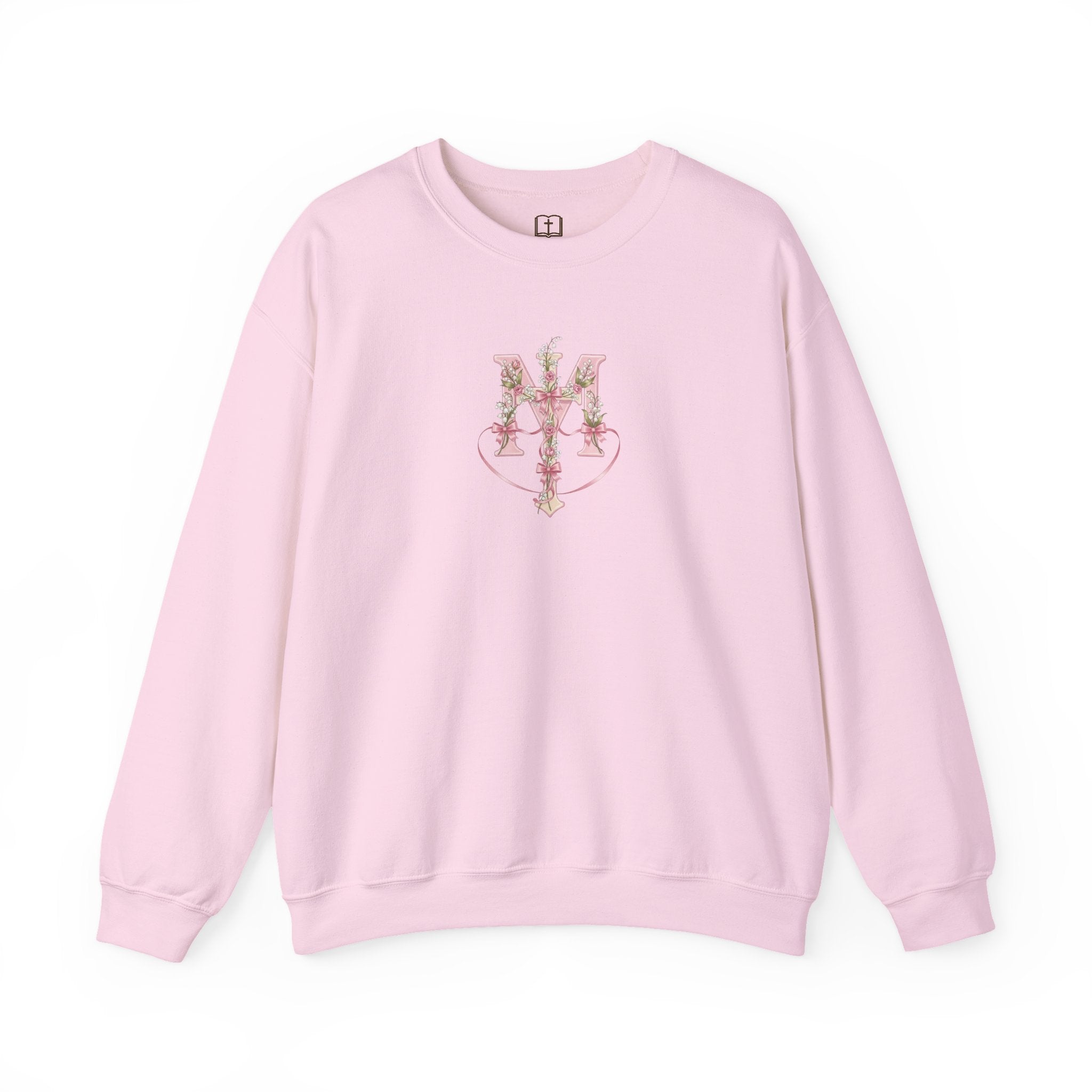 Marian Floral Cross Catholic Crewneck Sweatshirt