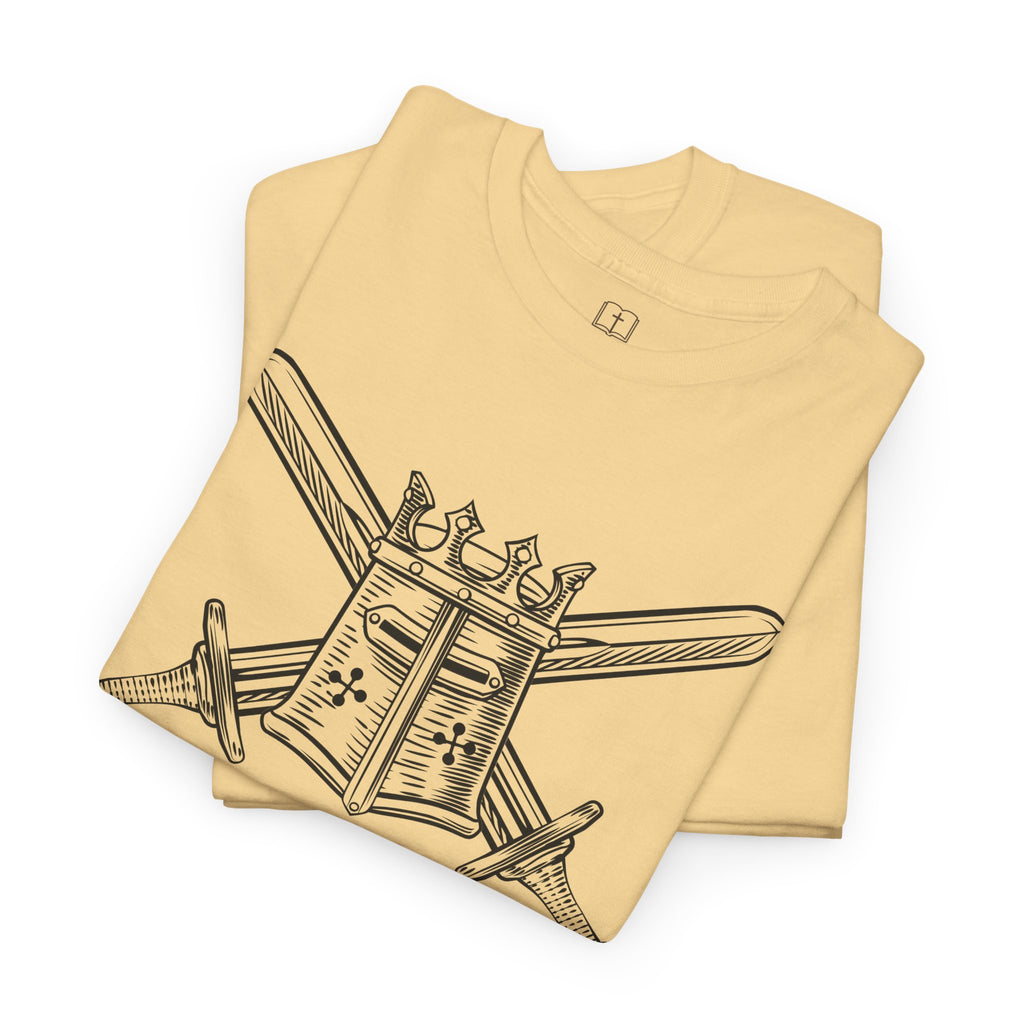 Camiseta Battle Ready para hombre | Camiseta gráfica Faith Warrior | Ropa católica para hombre