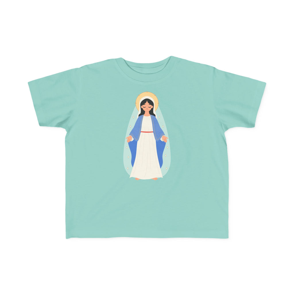 Camiseta de la Virgen María para niña | Camiseta católica suave para niña | Ropa infantil con inspiración religiosa