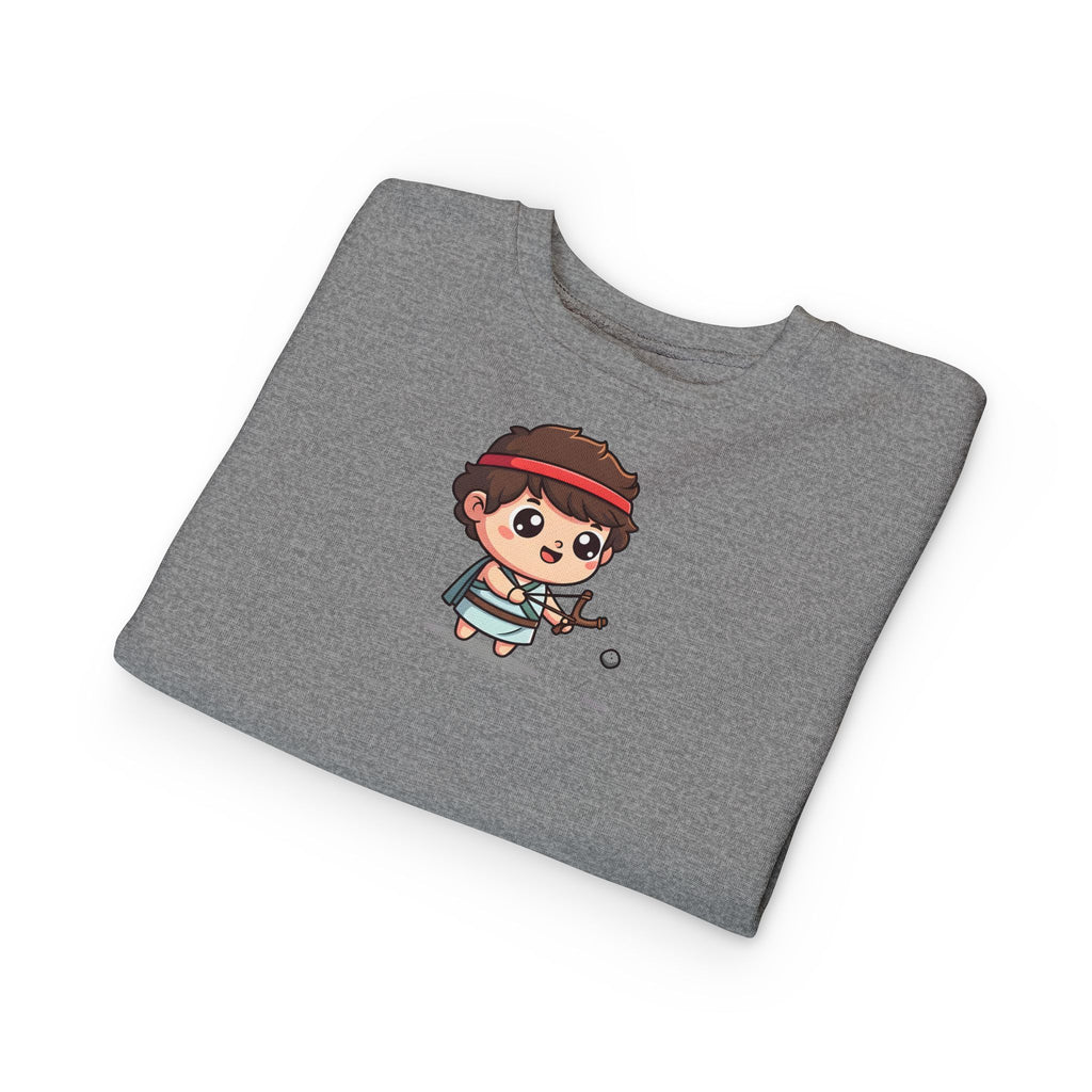 Sudadera infantil con el mensaje "David y Goliat: Valor católico" 