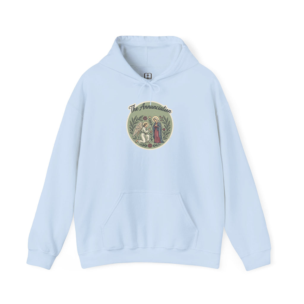 The Annunciation Catholic Hoodie - Vintage Marian Faith Sweatshirt