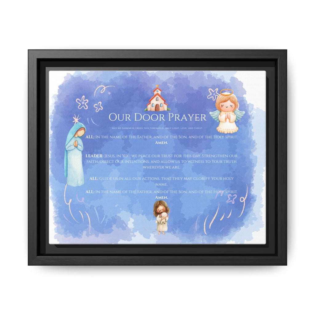 Arte de pared "Nuestra Oración en la Puerta" con Fe Azul