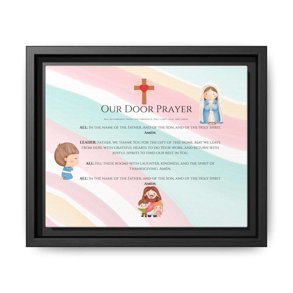 Arte mural familiar alegre “Oración en nuestra puerta”