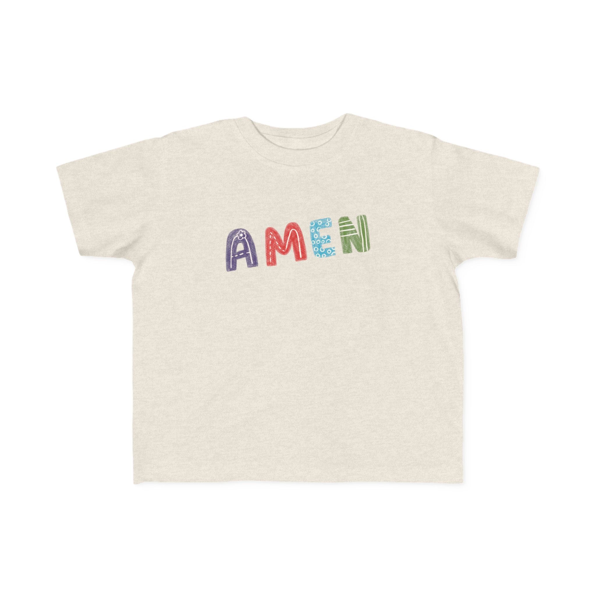 Camiseta de jersey colorida "AMEN" para niños pequeños: ropa cómoda y divertida para niños