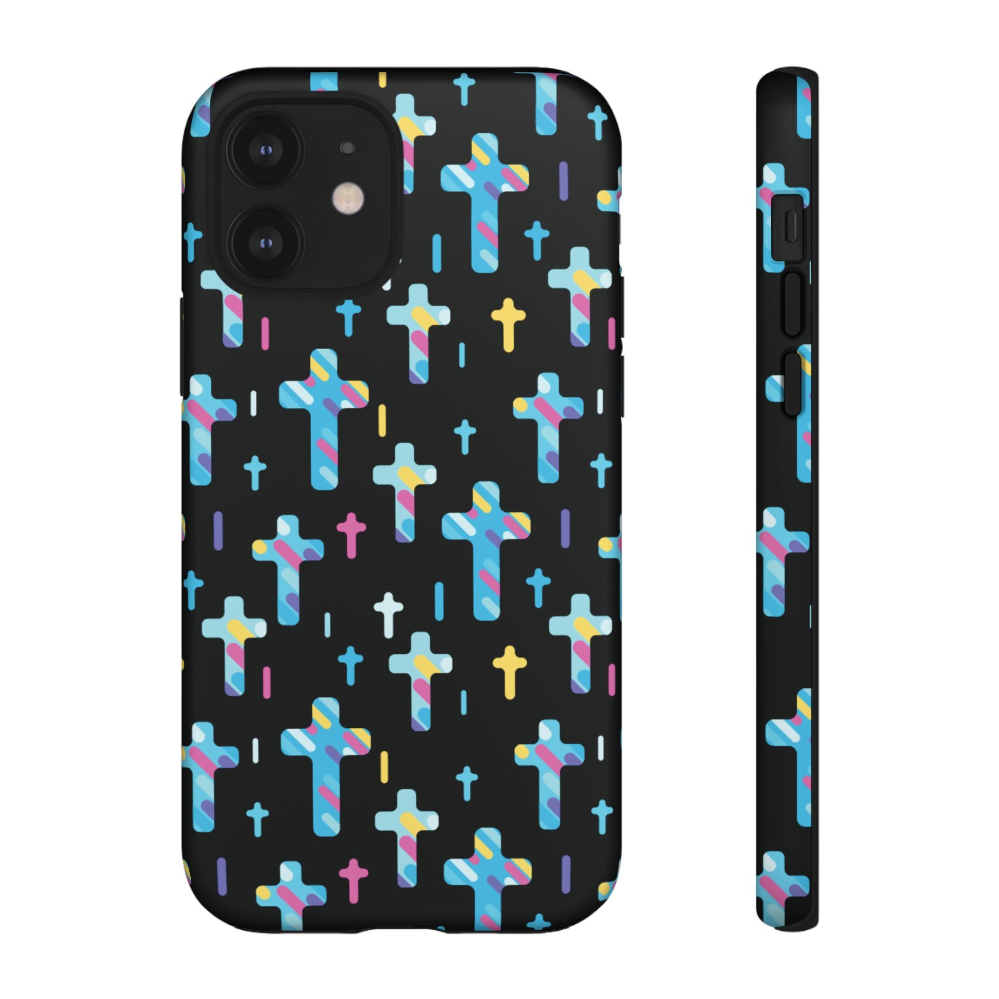 Funda para teléfono con cruz colorida | Protección inspirada en la fe para iPhone | Regalo católico y accesorio para el día a día