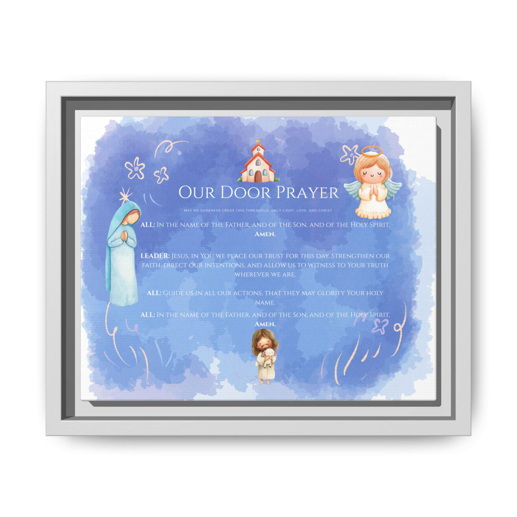 Arte de pared "Nuestra Oración en la Puerta" con Fe Azul