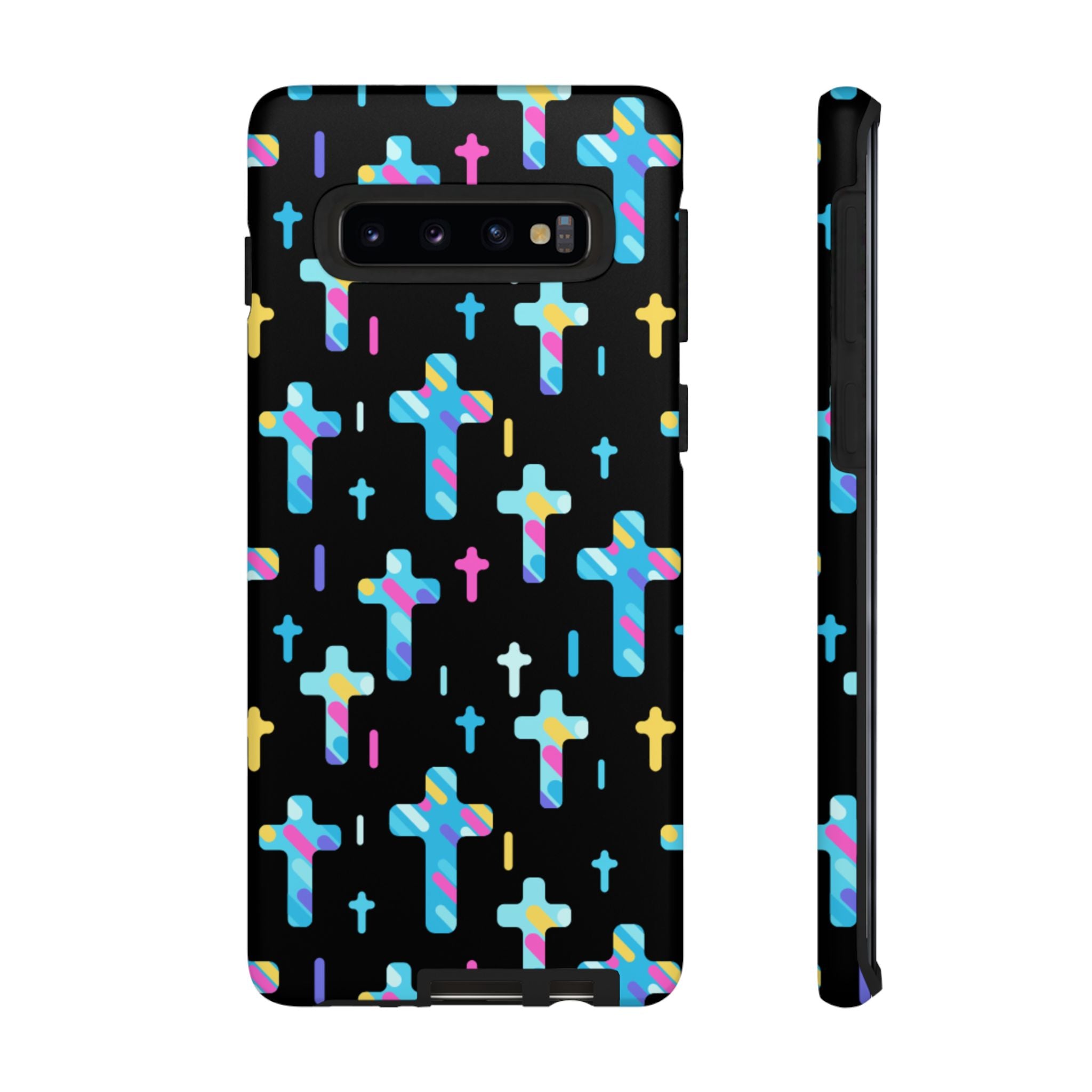 Funda para teléfono con cruz colorida, elegante y resistente, accesorio cristiano para teléfono, regalo único, funda moderna para móvil.