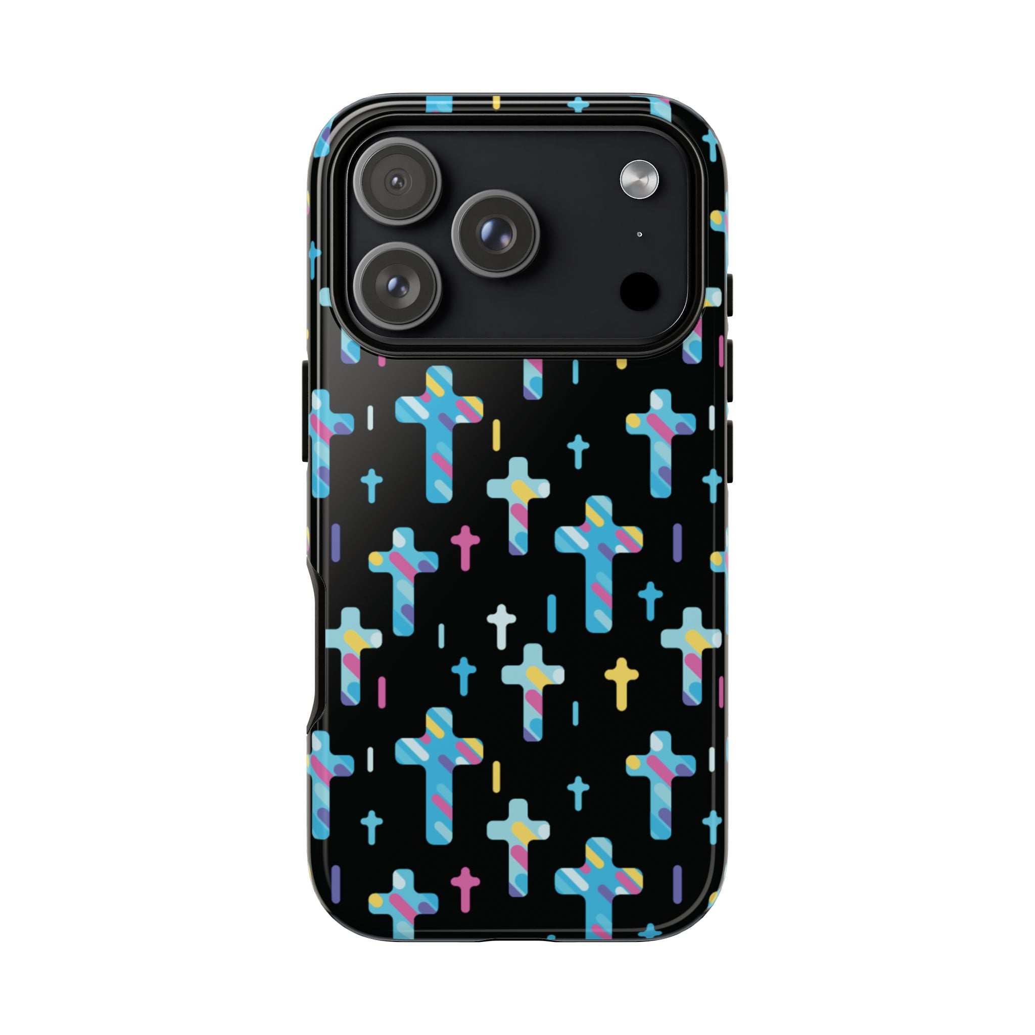 Funda para teléfono con cruz colorida | Protección inspirada en la fe para iPhone | Regalo católico y accesorio para el día a día