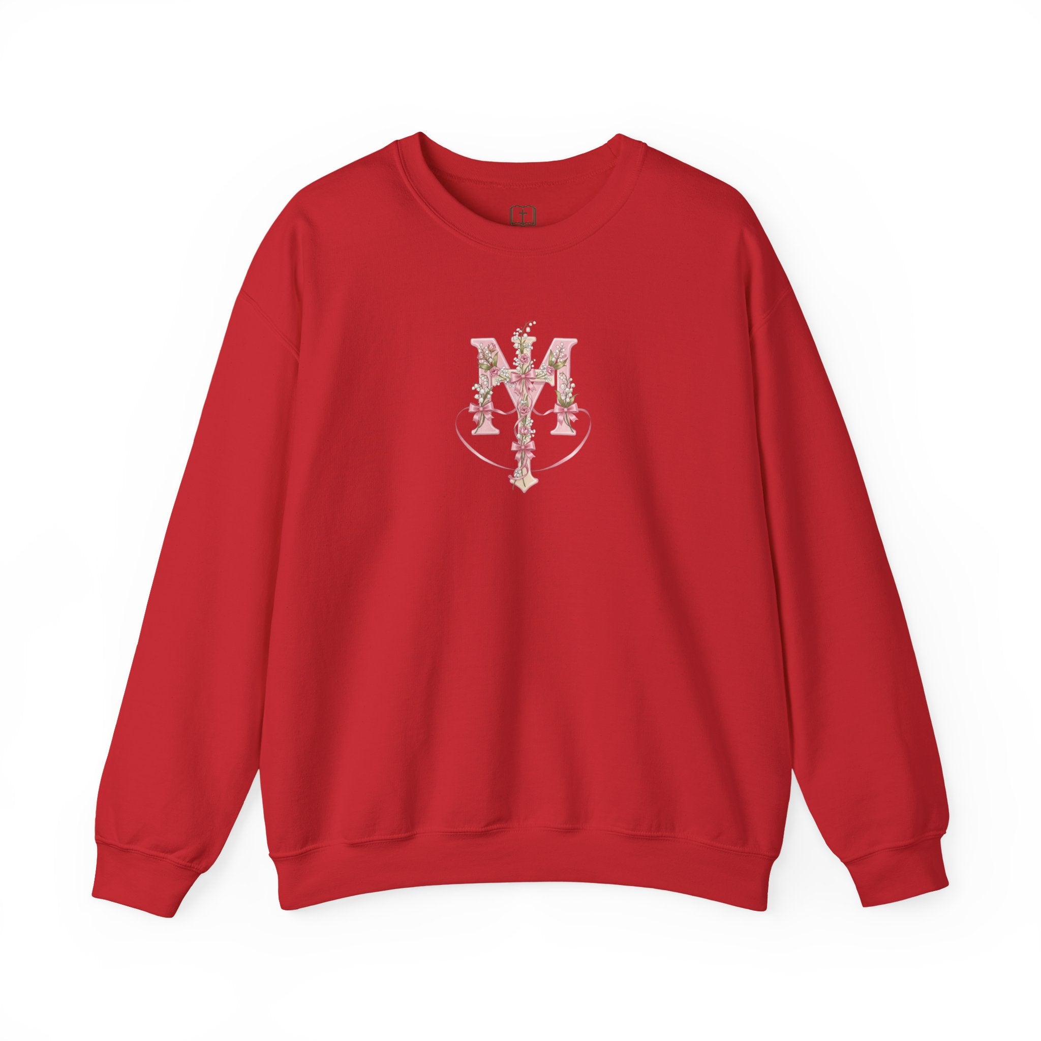 Marian Floral Cross Catholic Crewneck Sweatshirt